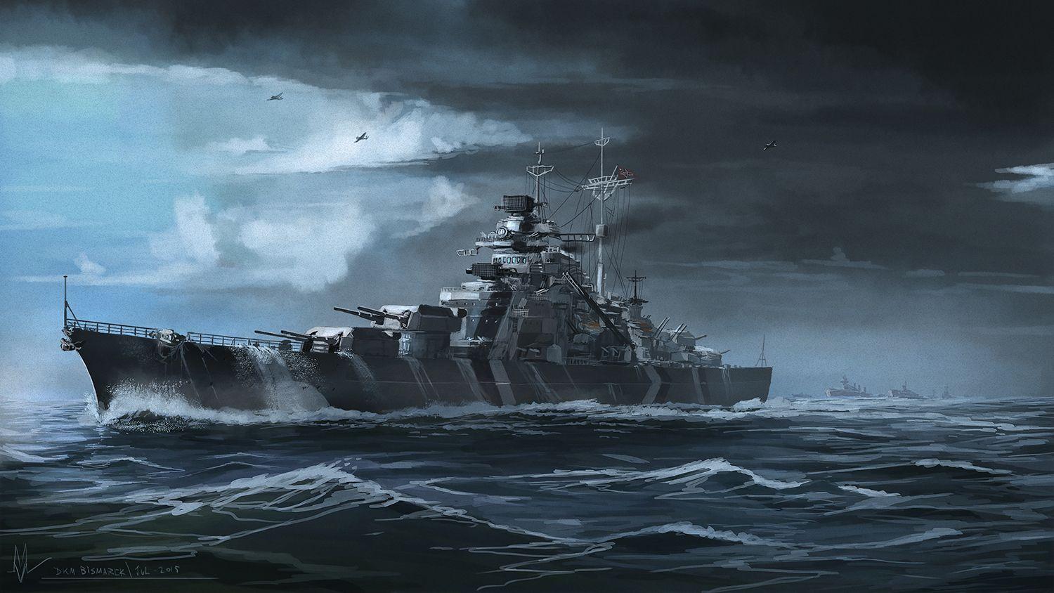 1500x844 Awesome WW2 German Battleship painting Radio Room Forums