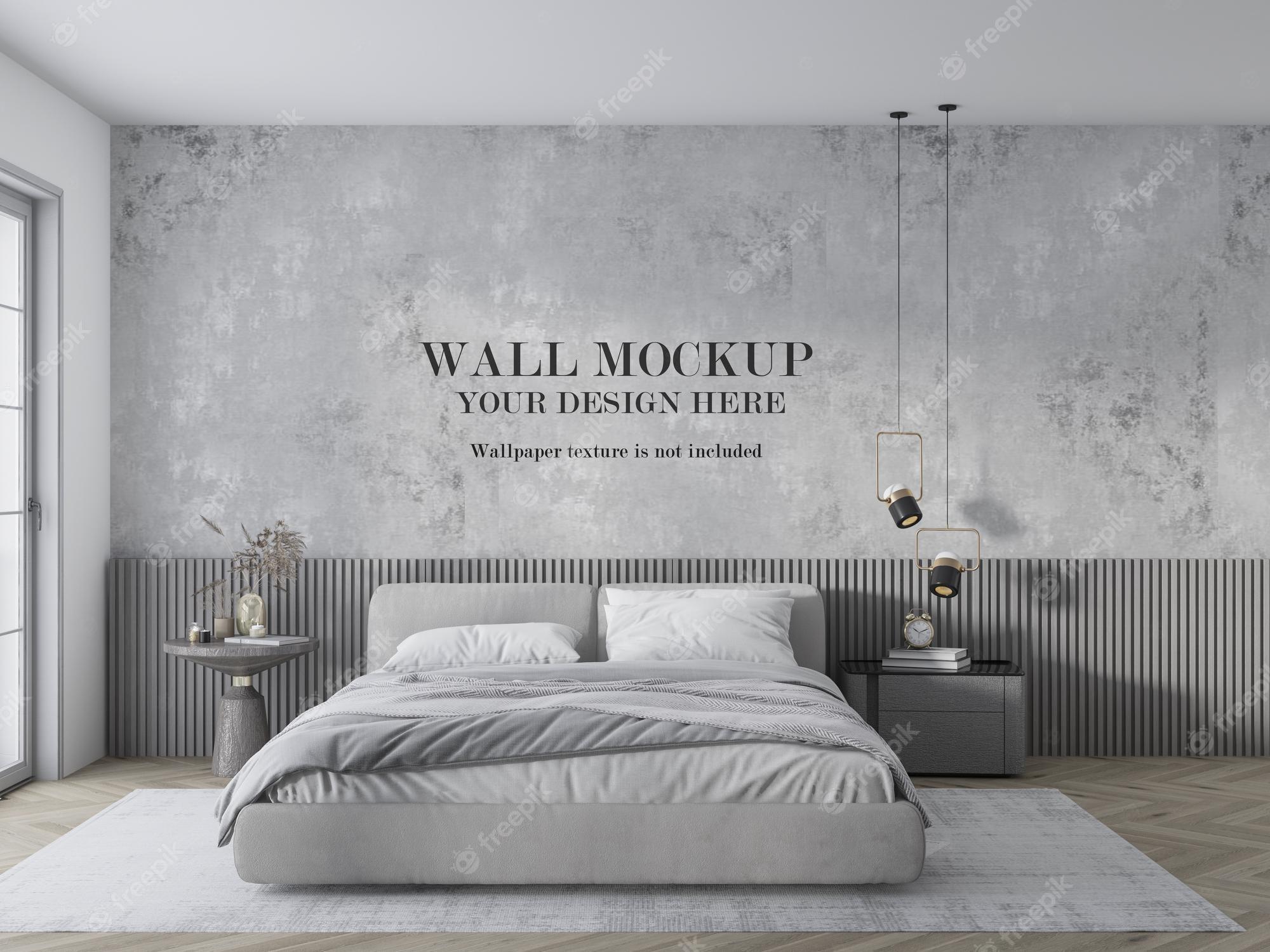 2000x1500 Wall mockup for grey bedroom