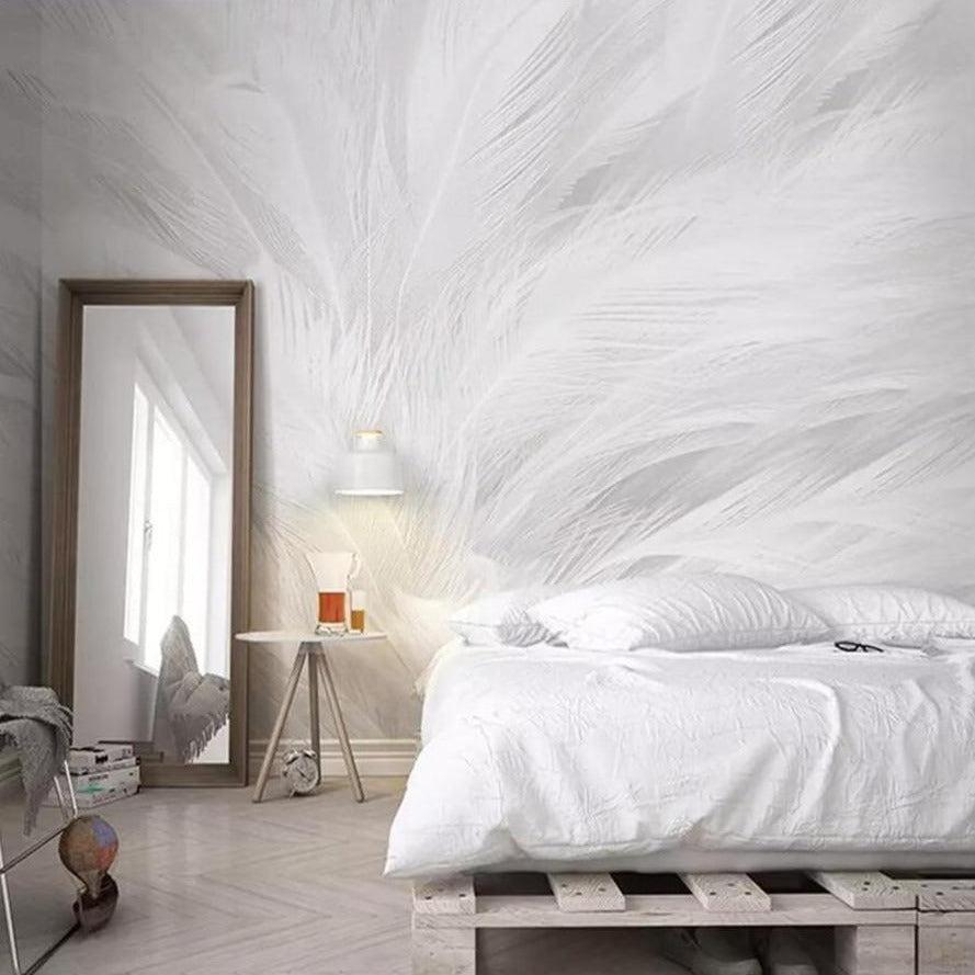889x889 Custom Wallpaper Mural Nordic Minimalist White Feather