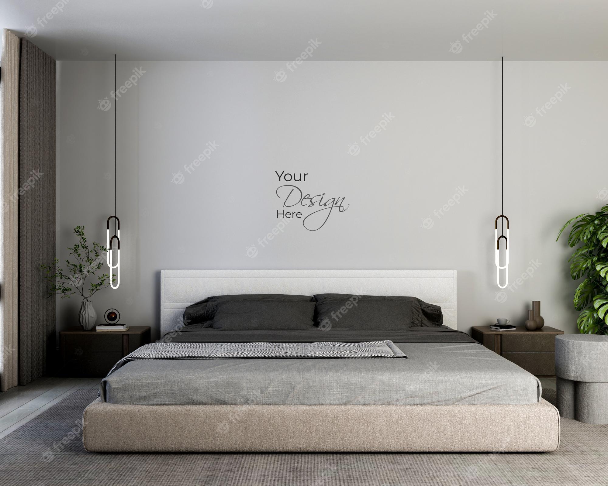 2000x1600 Premium PSD. Modern minimalist bedroom
