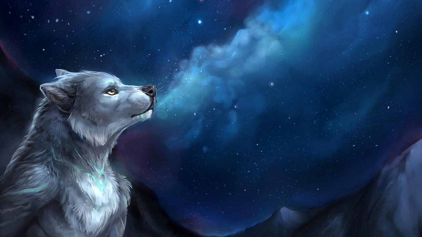 1366x768 wolf, furry, Anthro, darkness