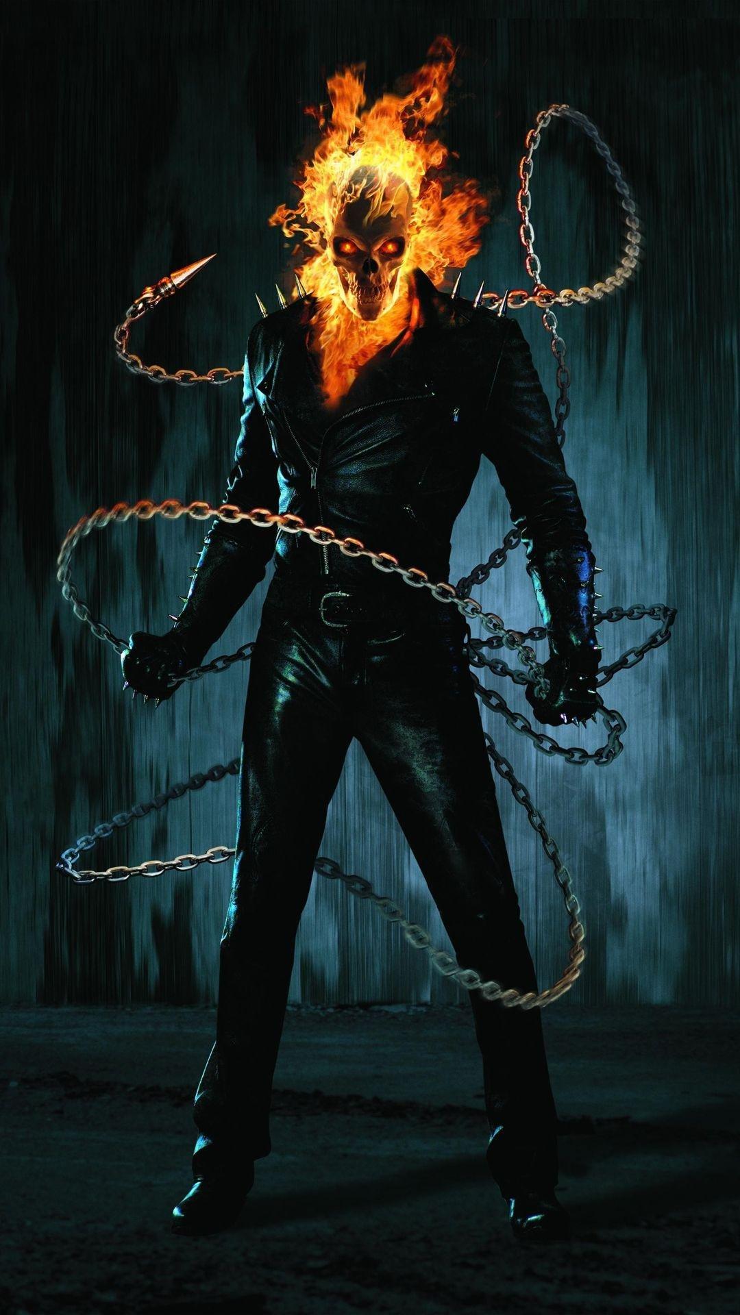1080x1920 Ghost Rider flame head Wallpaper