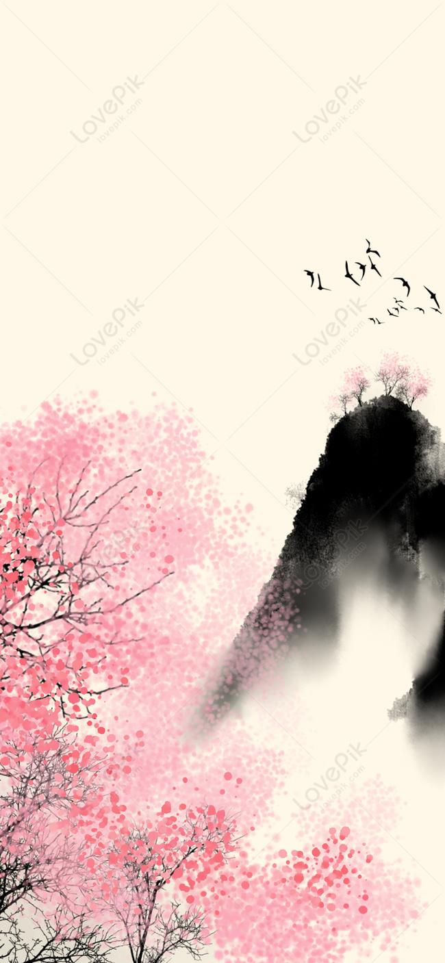 650x1407 Manshan Peach Tree Mobile Wallpaper