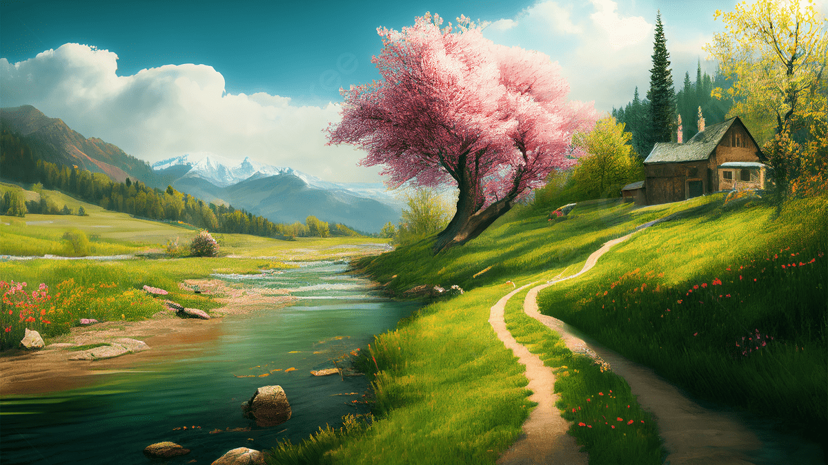 1200x675 Spring Background Peach Tree Pink