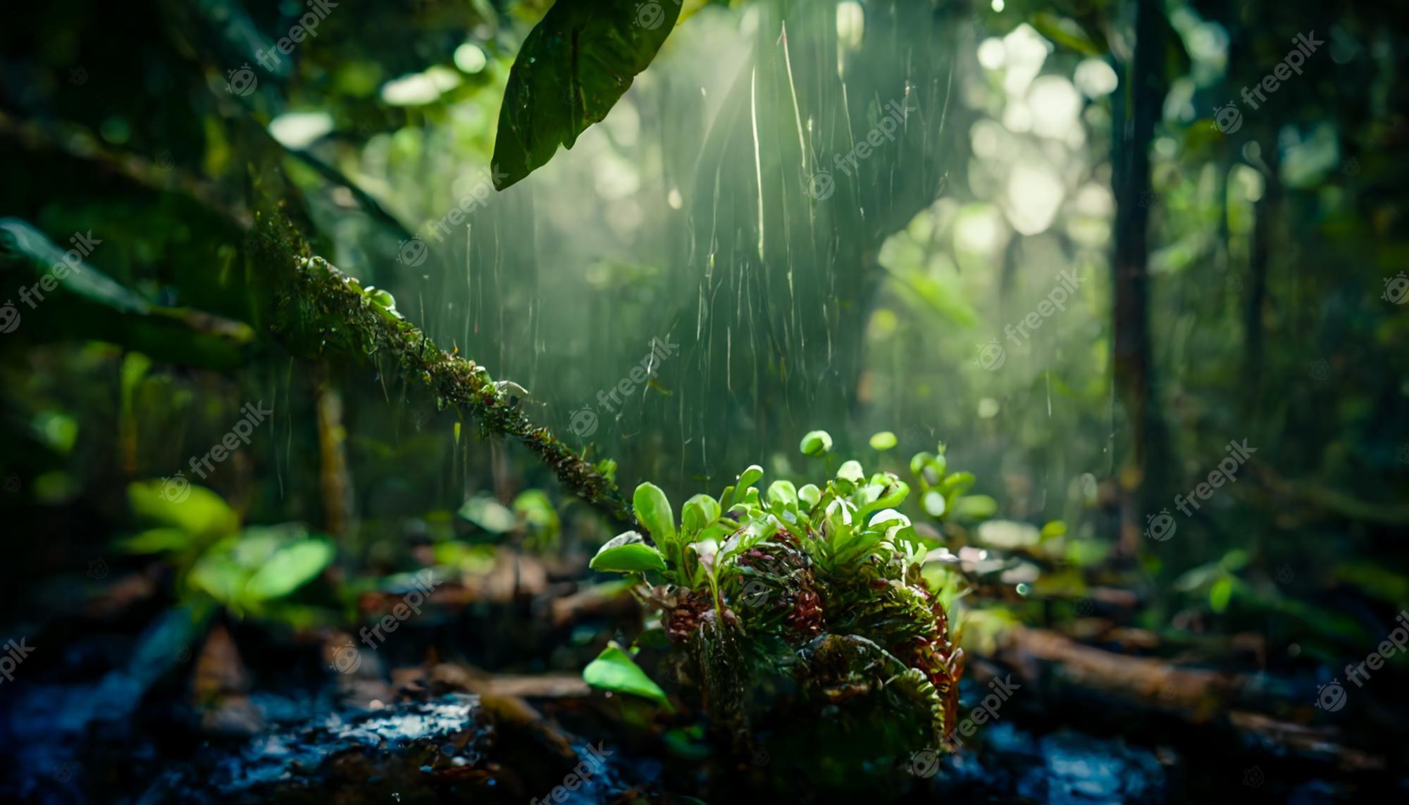 2000x1143 Rainy Forest Image