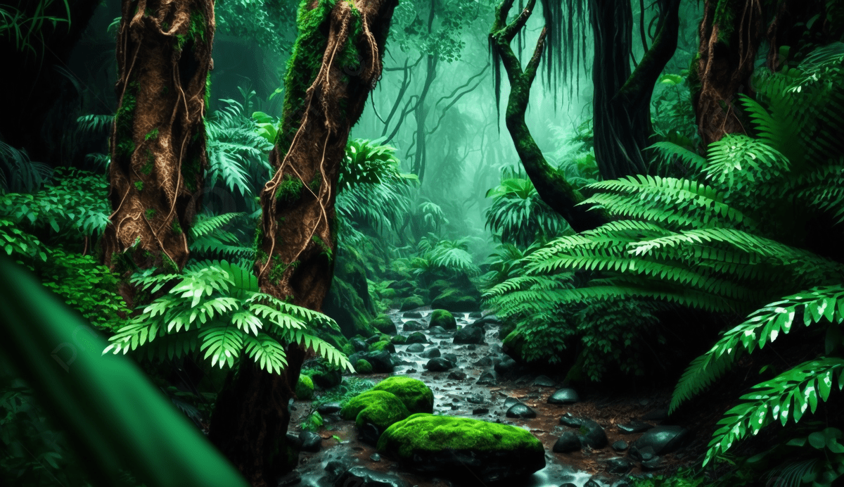 1200x692 Forest Stones Rainforest Jungle Green