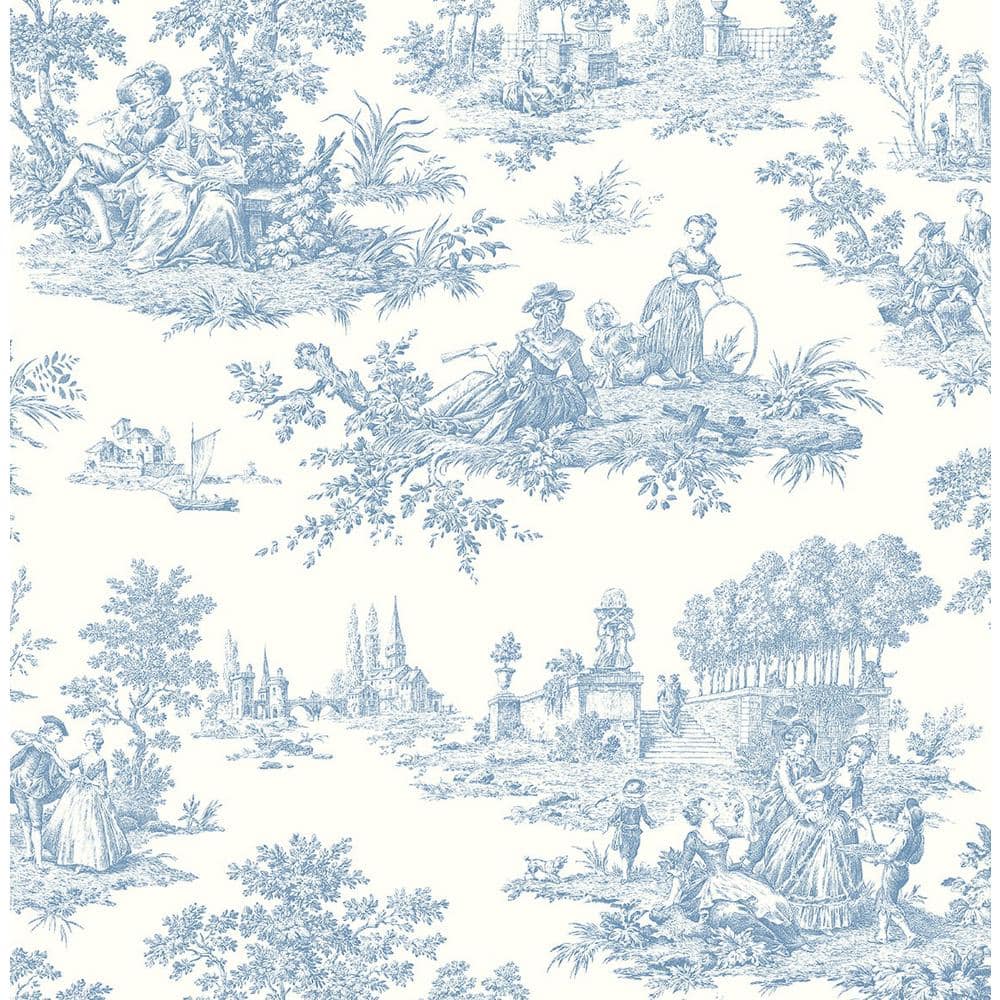 1000x1000 NextWall Blue Bell Chateau Toile Vinyl