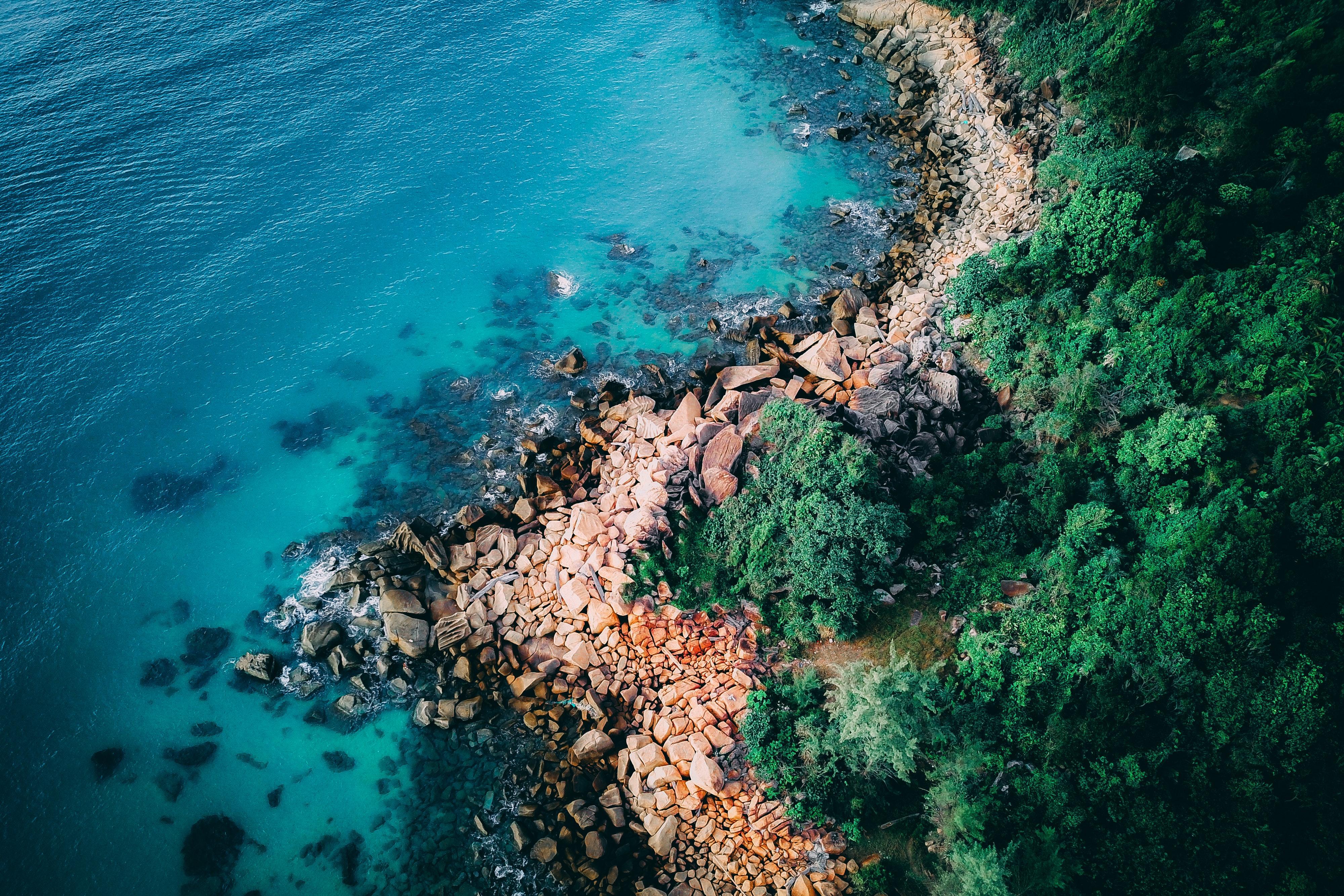4000x2666 Seashore Wallpaper 4K, Coastline, Rocks