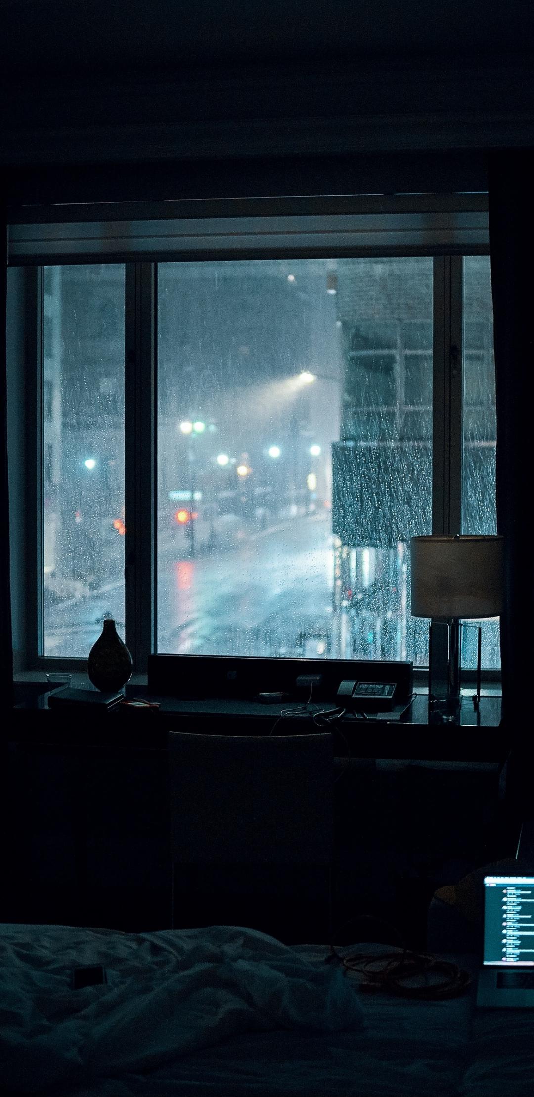 1080x2220 Wallpaper Bedroom Rainy Night Aesthetic