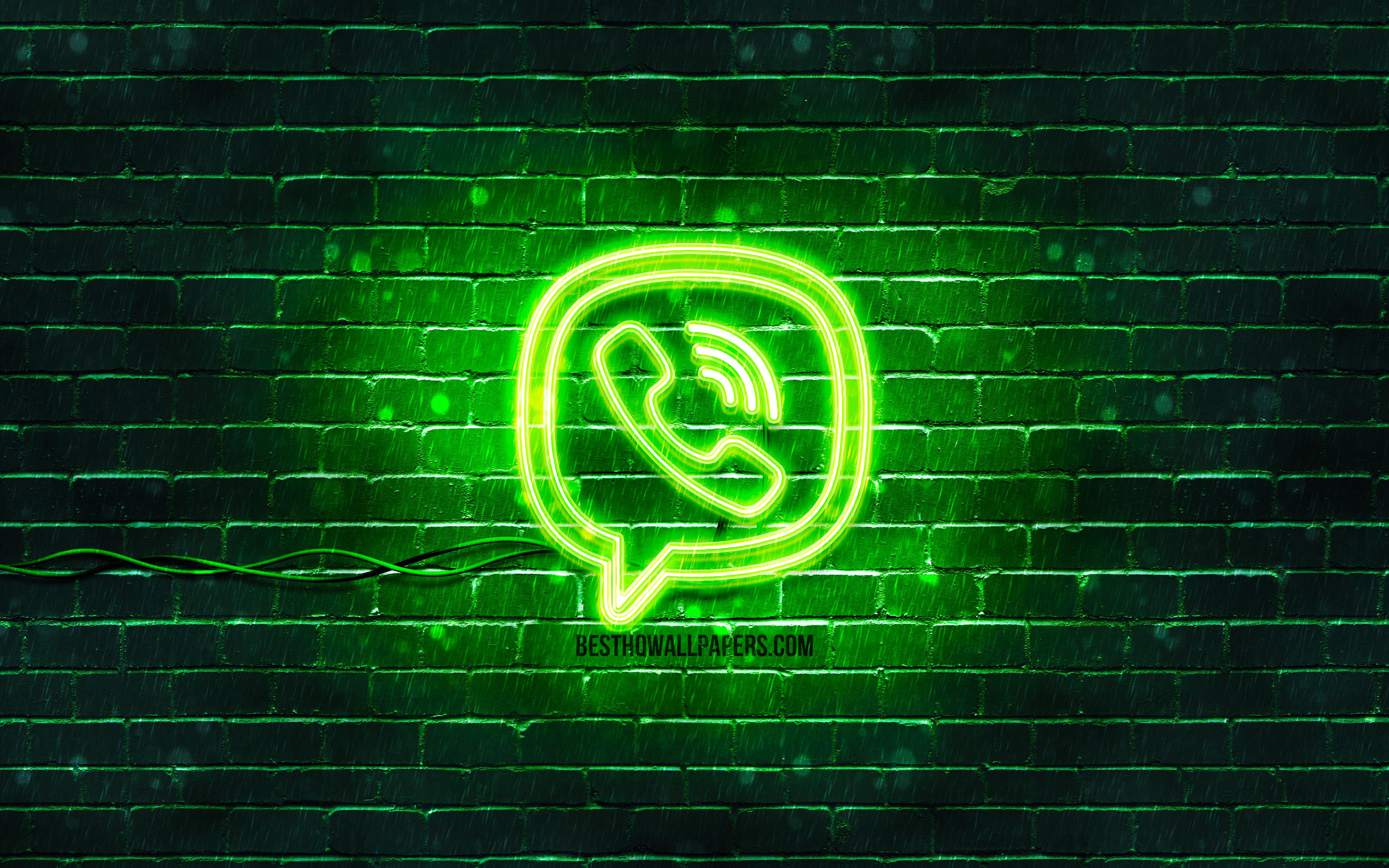3840x2400 Download wallpaper Viber green logo
