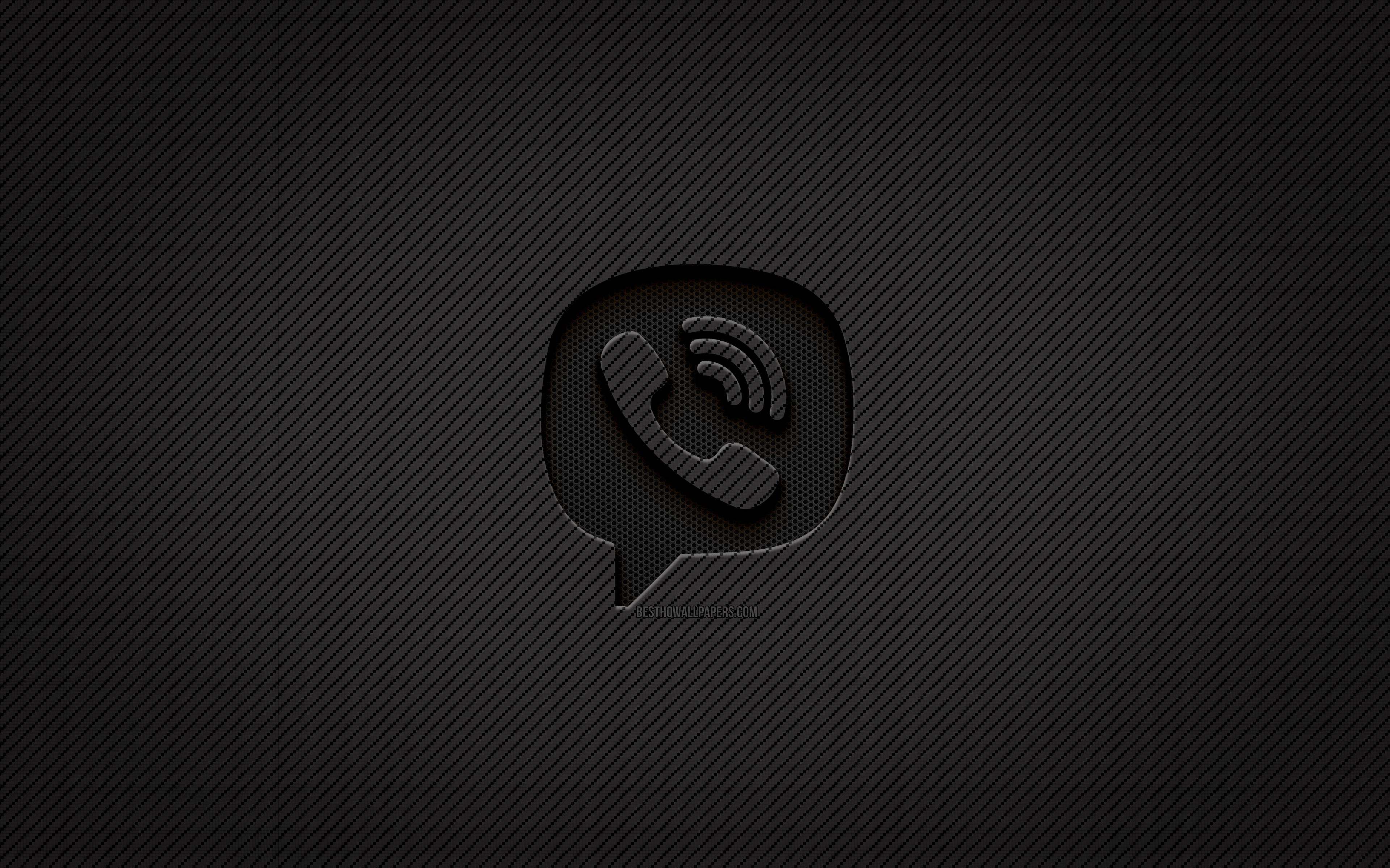 3840x2400 Download wallpaper Viber carbon logo