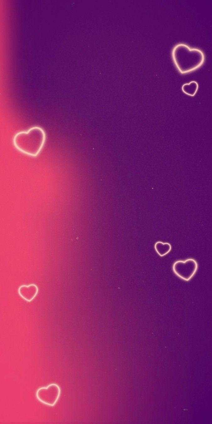 676x1352 Pink and purple hearts wallpaper 2019