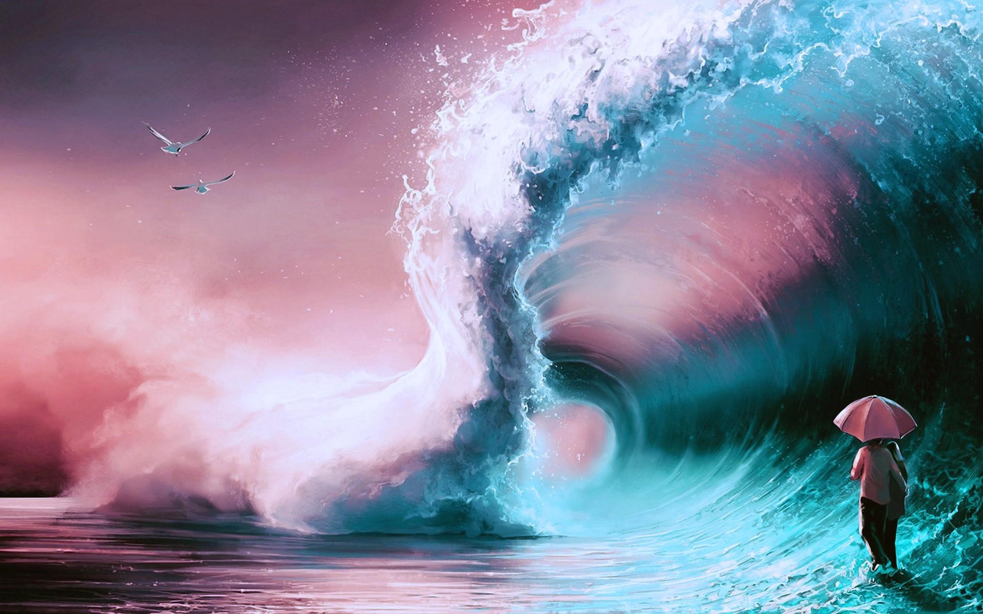1920x1200 Fantasy, Ocean, Umbrella, Wave