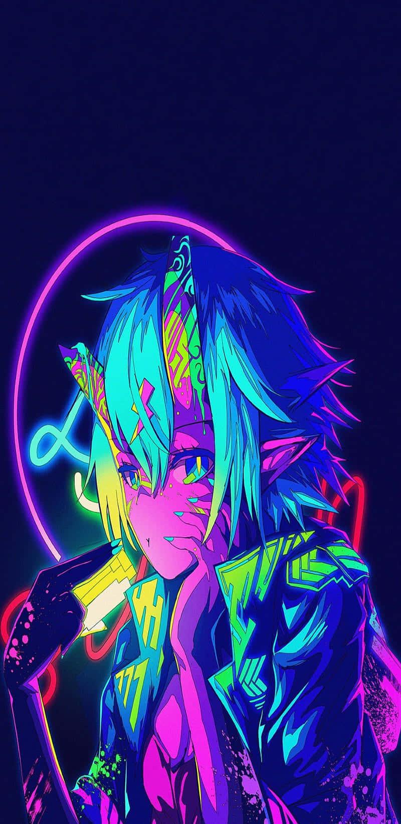 800x1644 Download Neon Anime Bright Boy