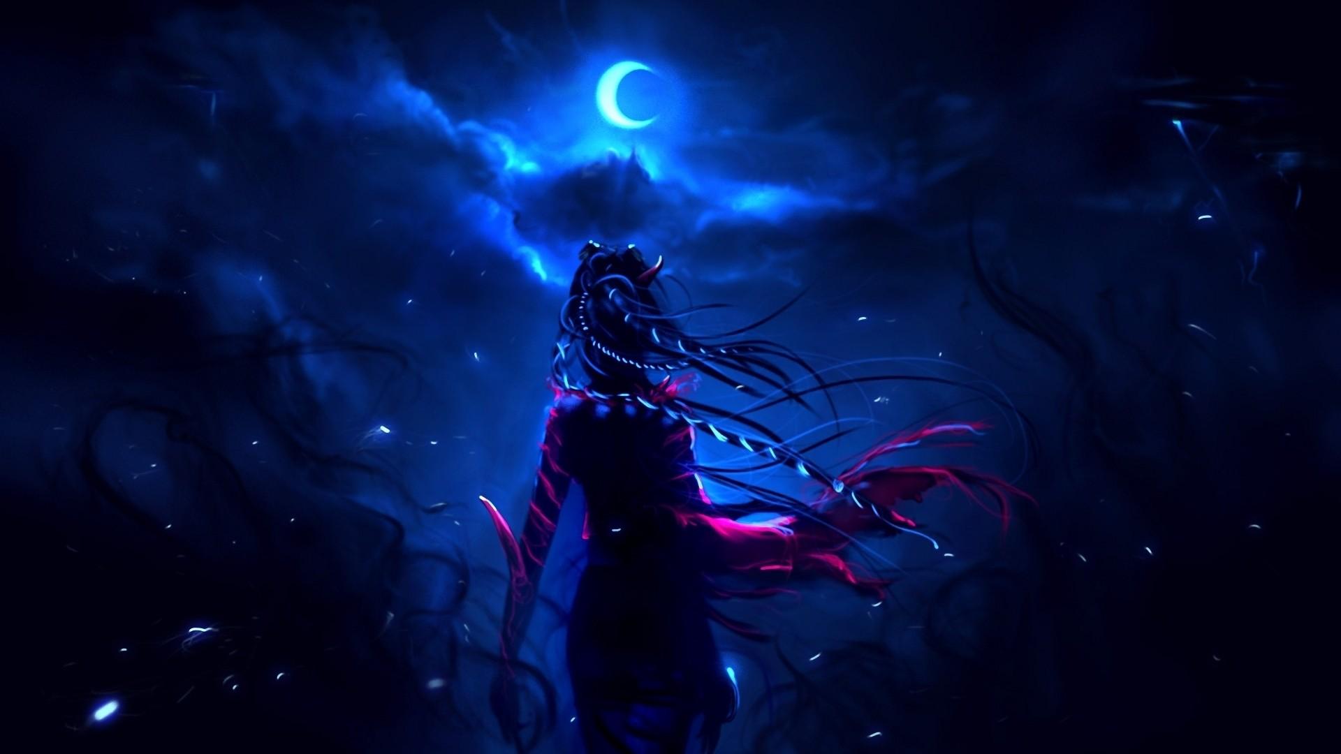 1920x1080 Black Neon Anime Wallpaper