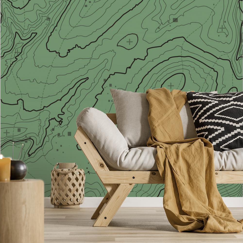 1000x1000 Green Topographic Map Wallpaper wallpaper by Wallvy. Worldwide shipping!
