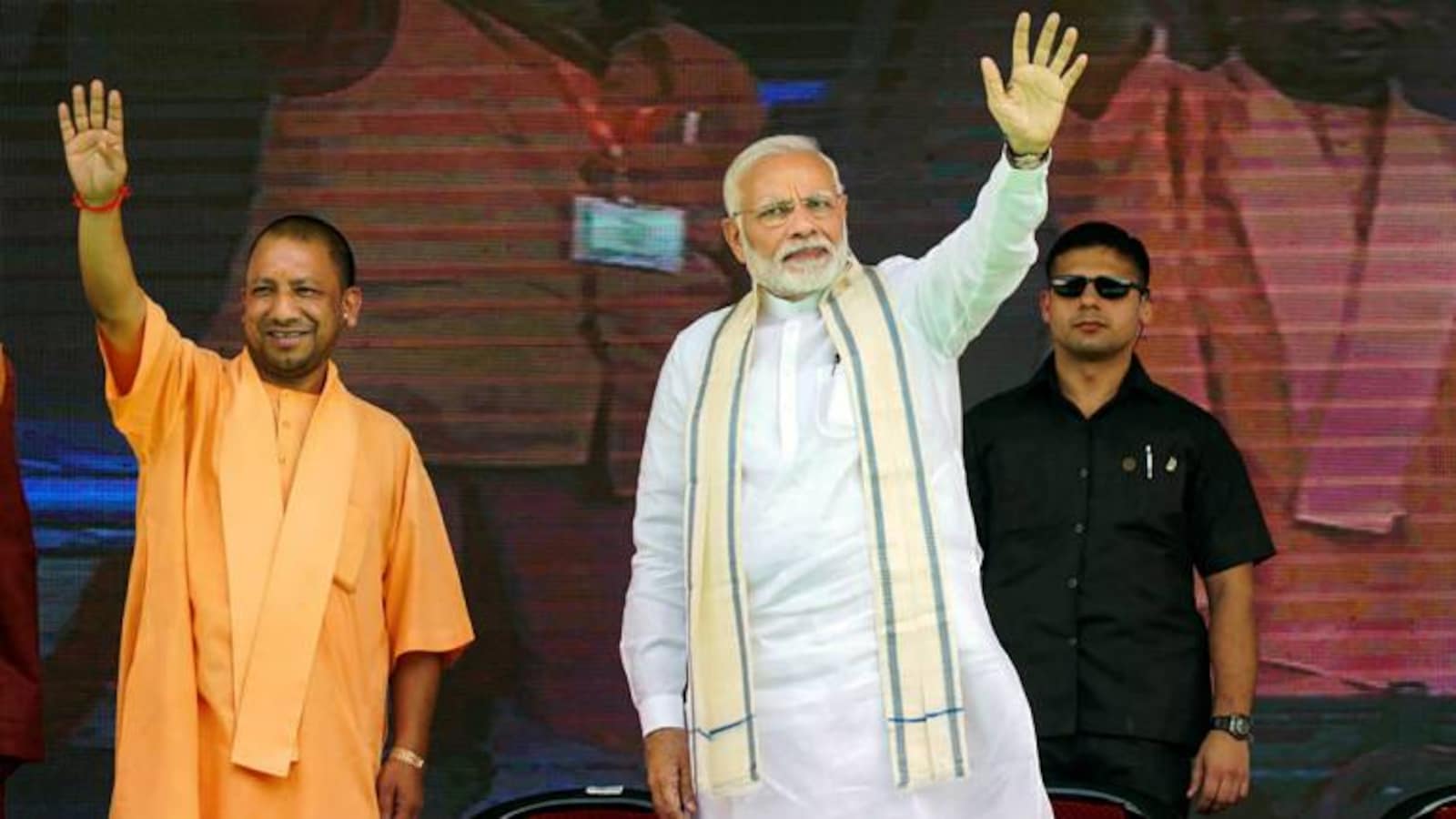 1600x900 PM Modi, Yogi Adityanath defaced