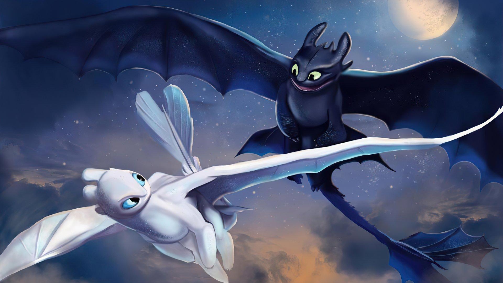 1920x1080 Toothless & Light Fury Soar: 4K HD Dragons From How To Train Your Dragon By Valonia Felinex2880