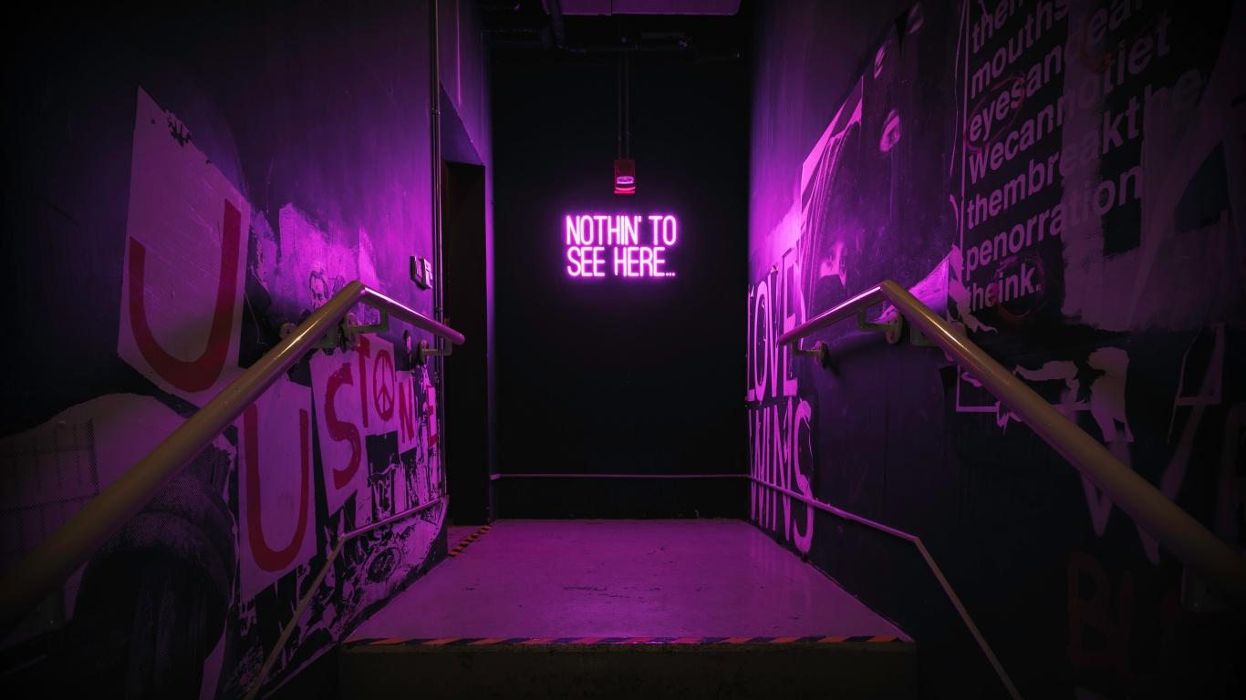 1366x768 Wallpaper 4K, Neon sign