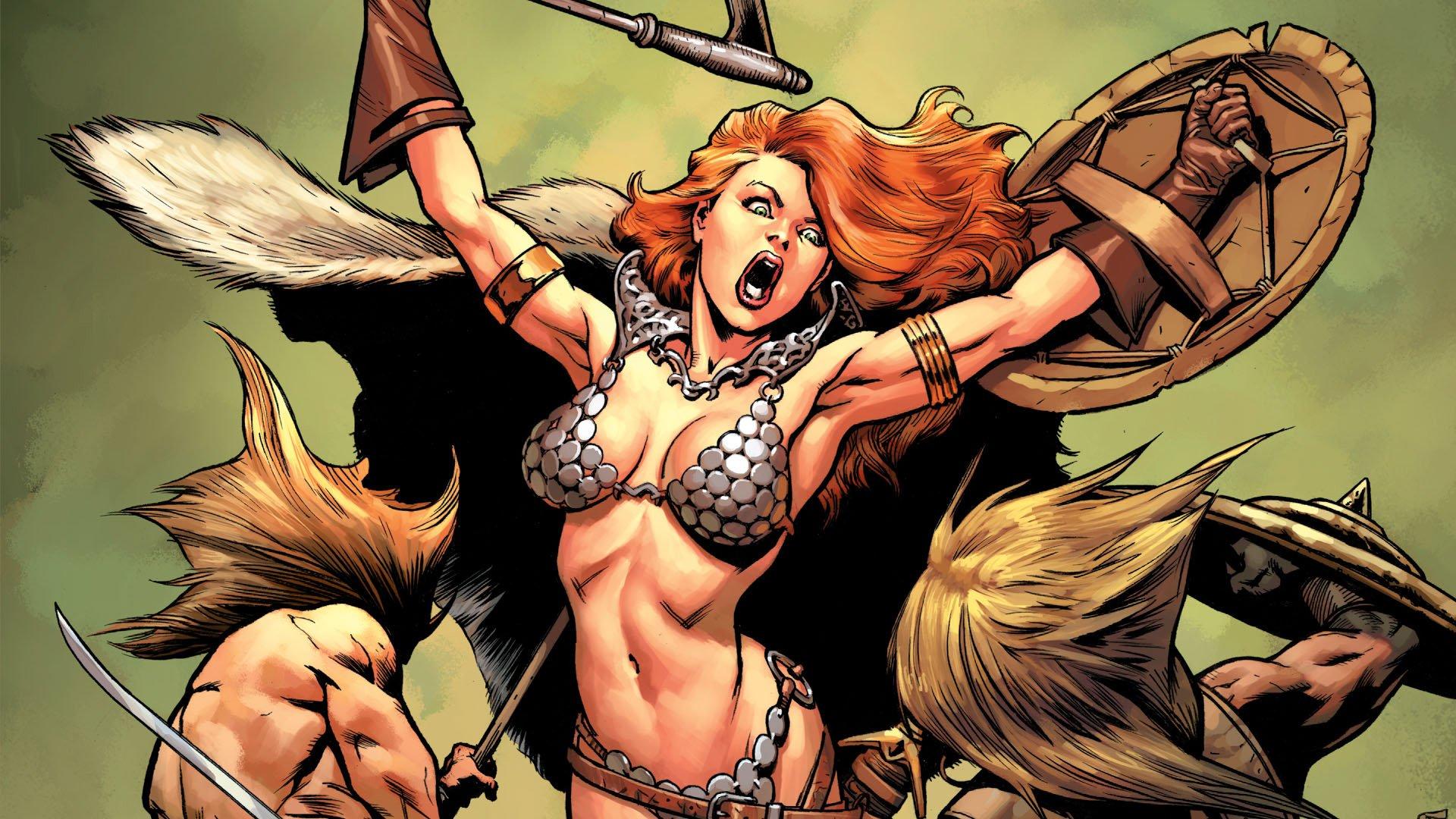 1920x1080 Red Sonja comic character hero sword