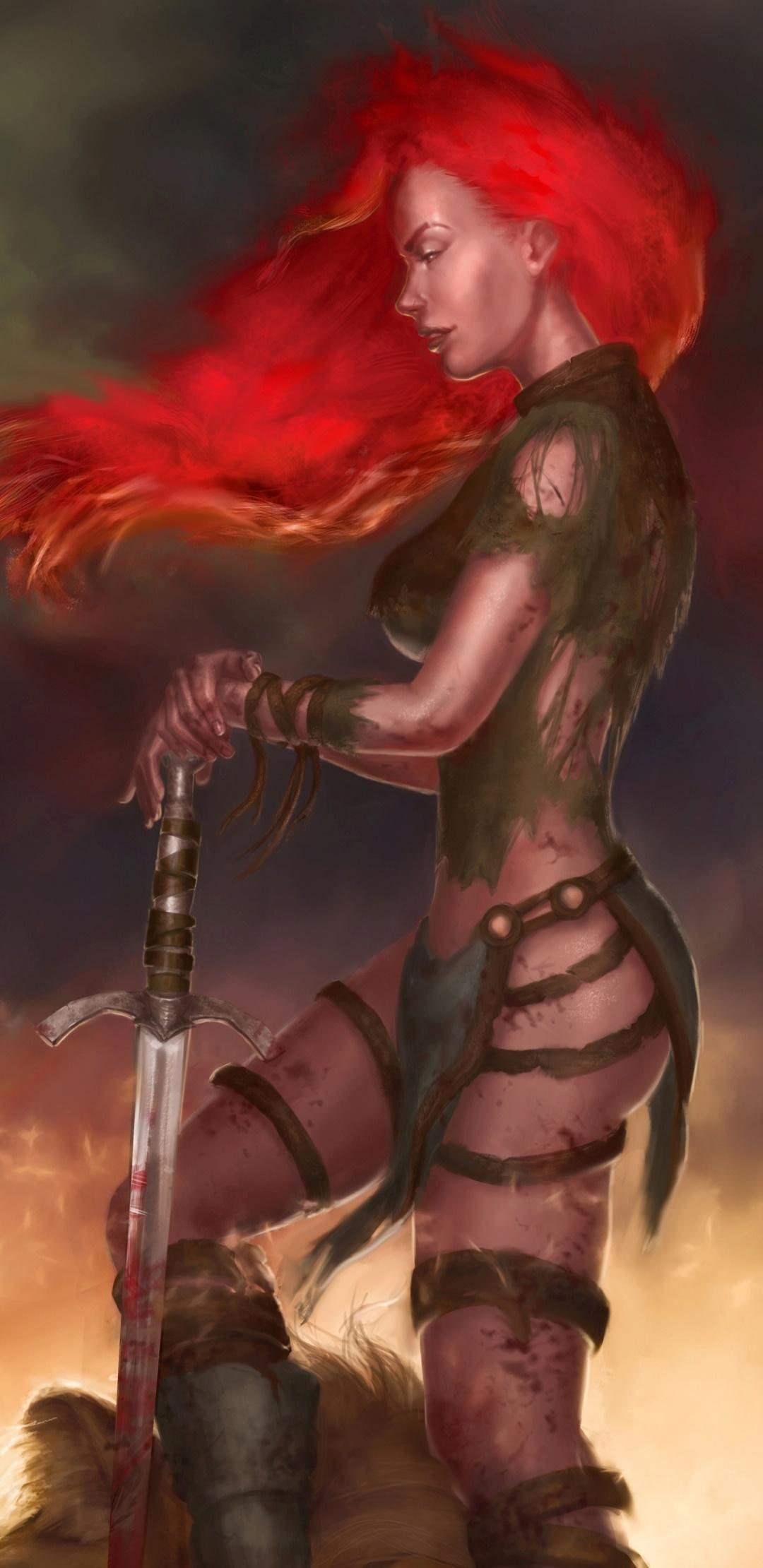 1080x2220 Red Sonja phone wallpaper 1080P, 2k