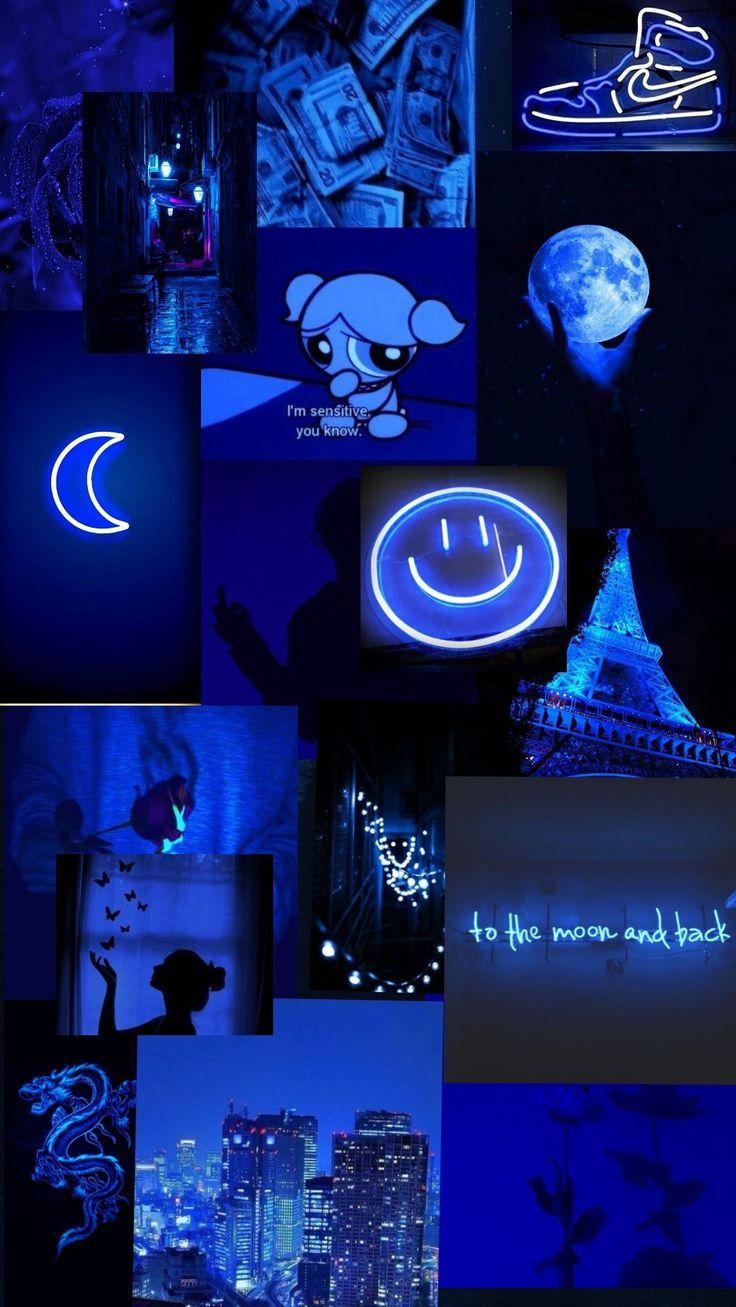 736x1307 Blue aesthetic wallpaper. Blue