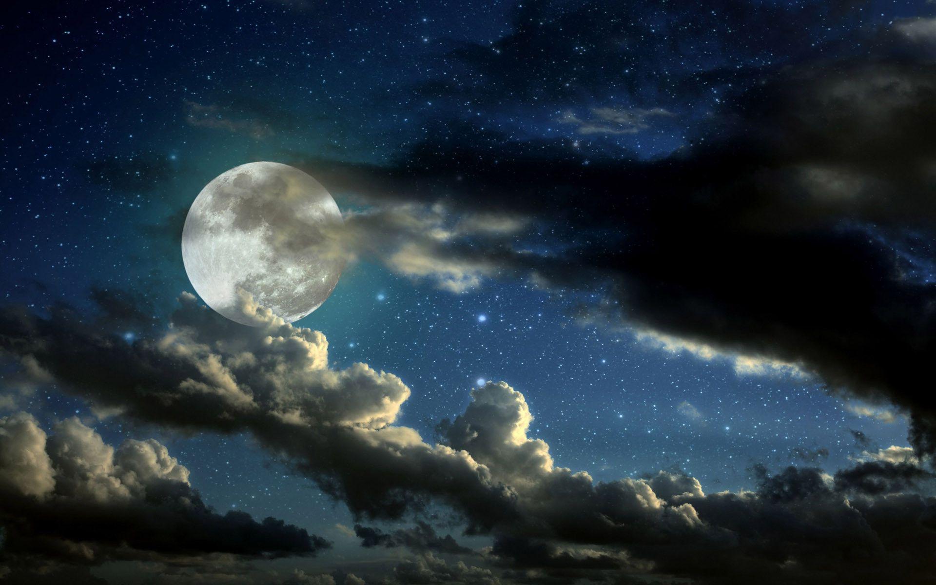 Moon Night Sky Wallpapers - Top Free Moon Night Sky Backgrounds -  WallpaperAccess