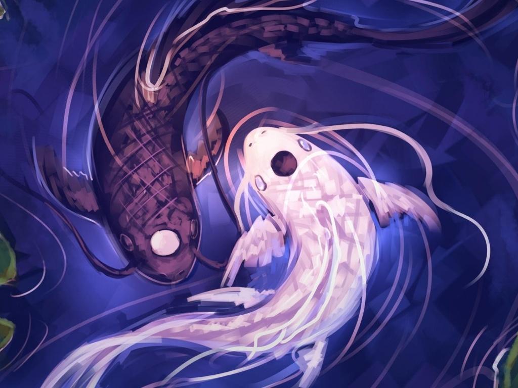 1024x768 Koi Ying Yang desktop PC