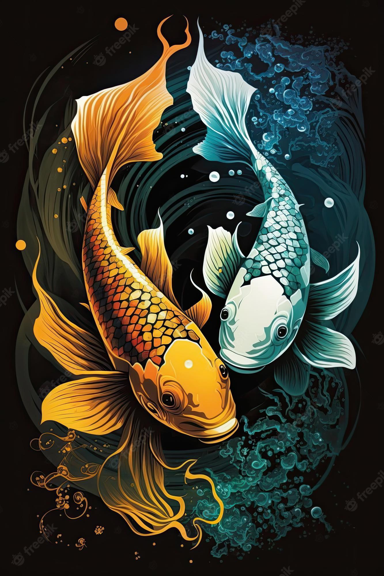 1333x2000 Seamless pattern koi fish vector