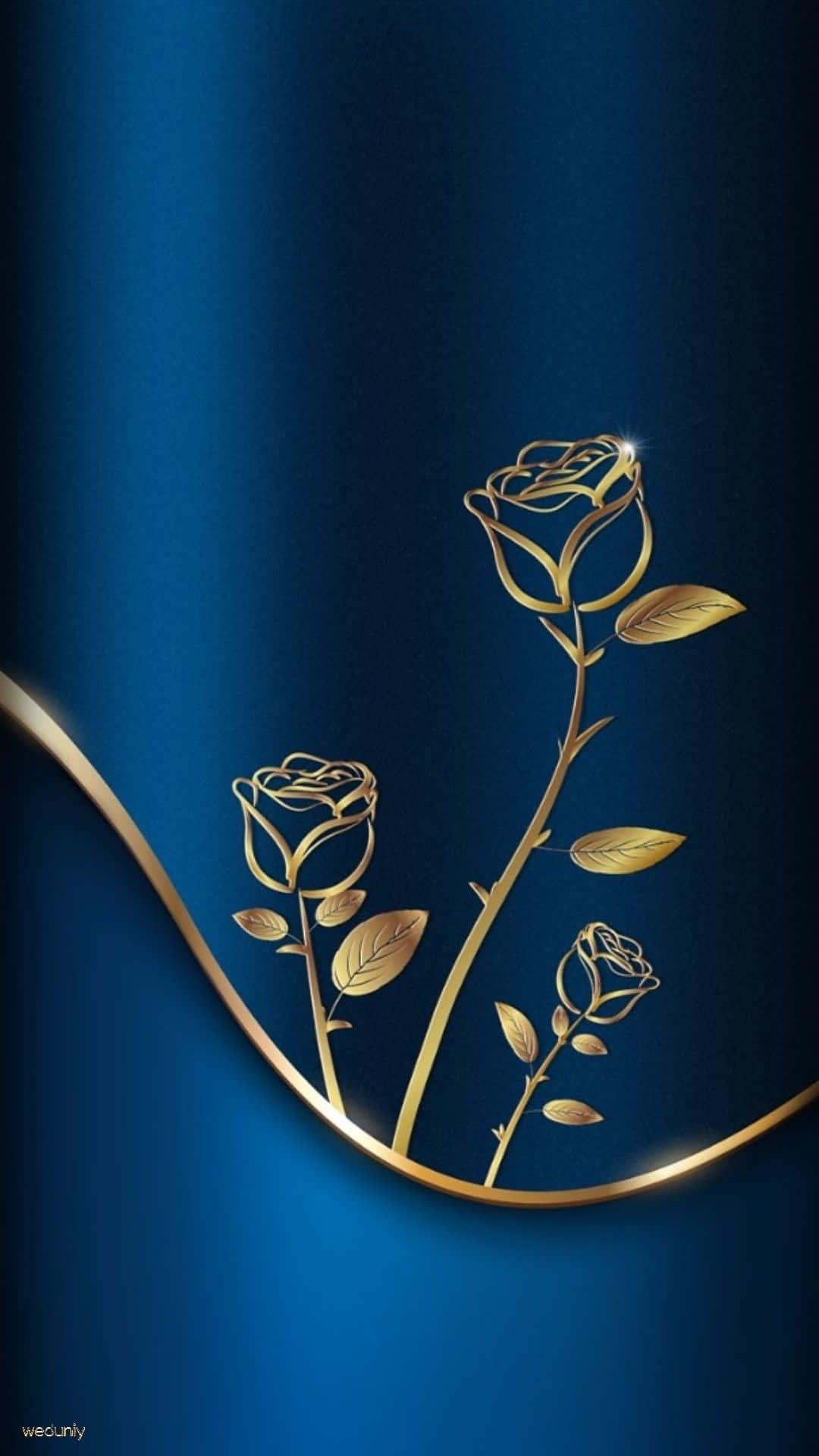 1080x1920 Download A Blue Background With Gold