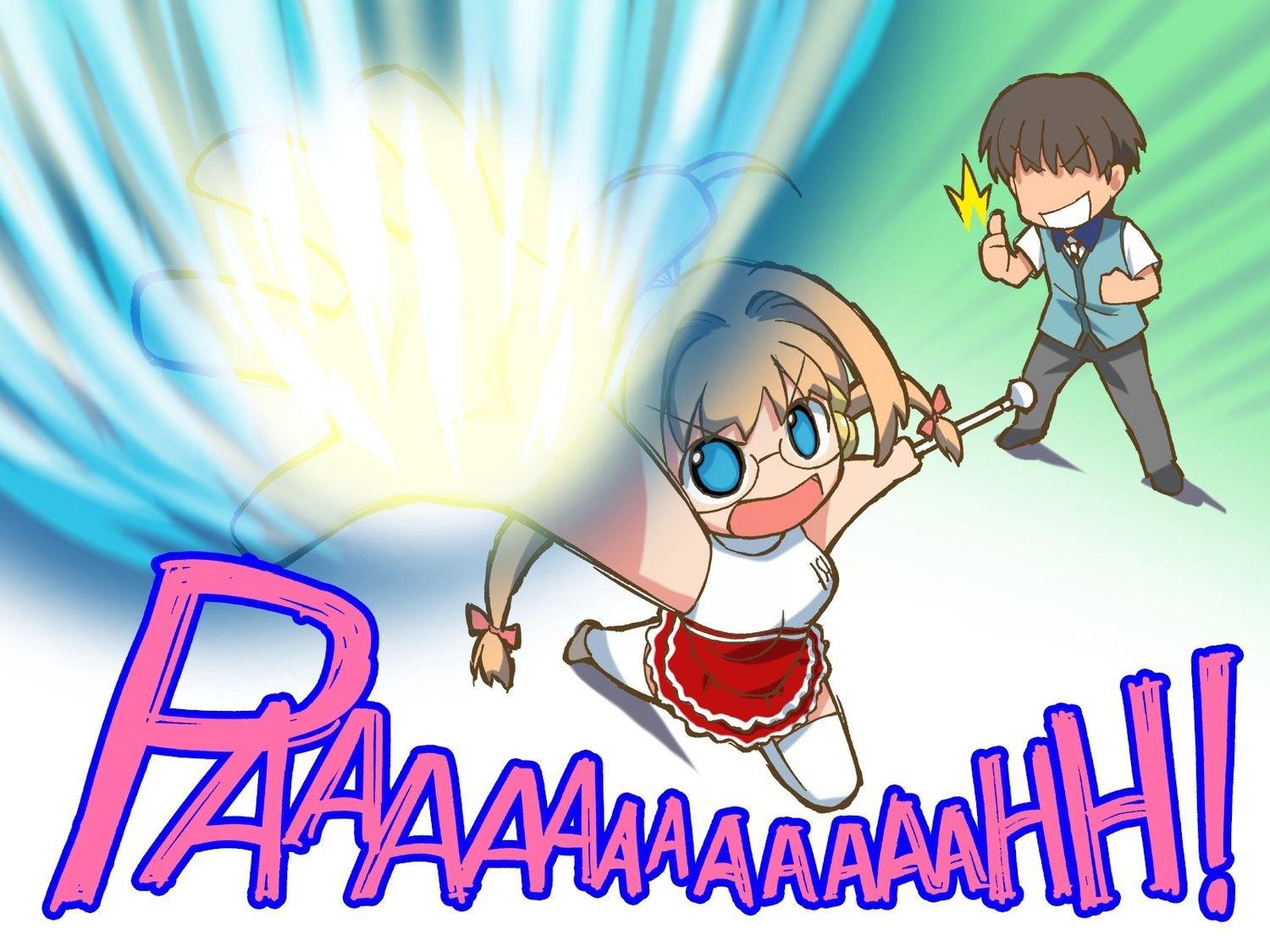 1500x1125 Angel wish, Chibi, Game cg, Boy, Girl, Apron, Ball of light