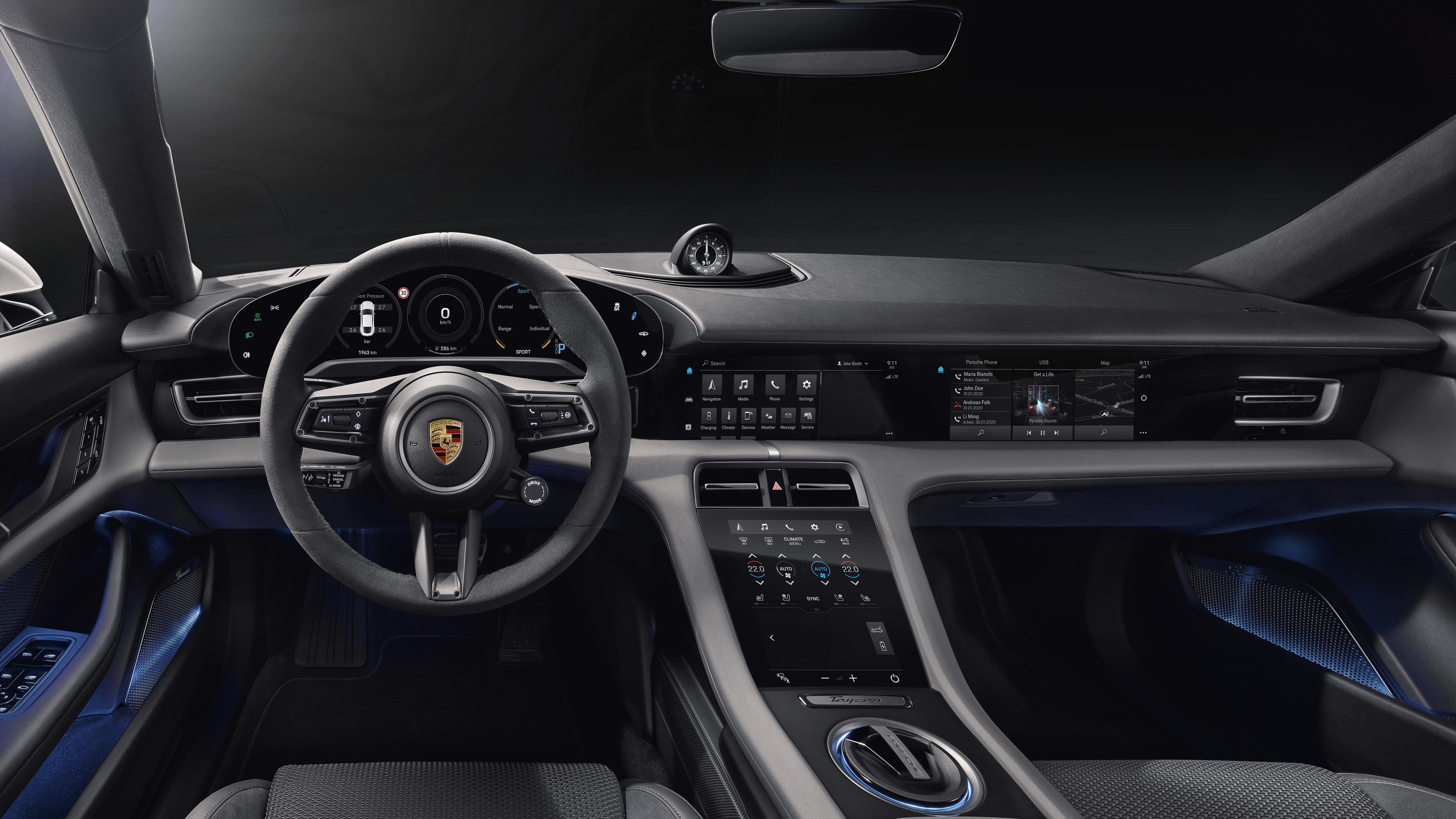 5120x2880 Porsche Taycan Turbo 2019 5K Interior