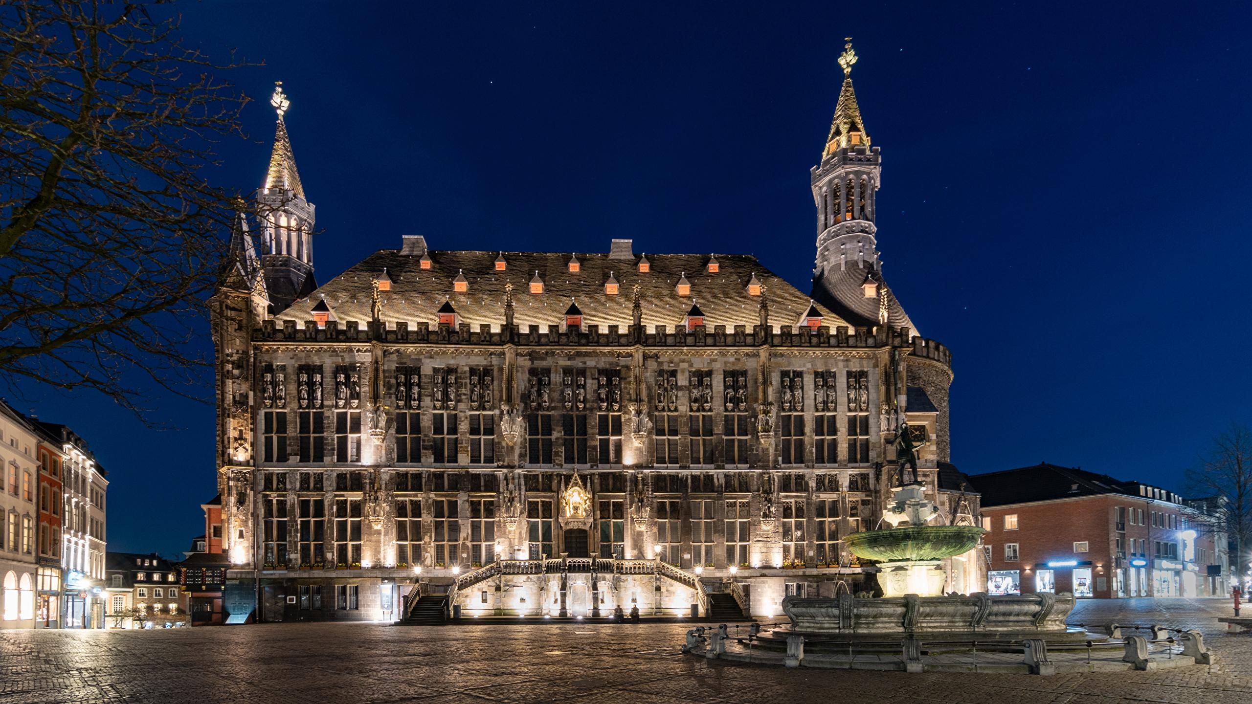 2560x1440 Picture Germany Town square Aachen