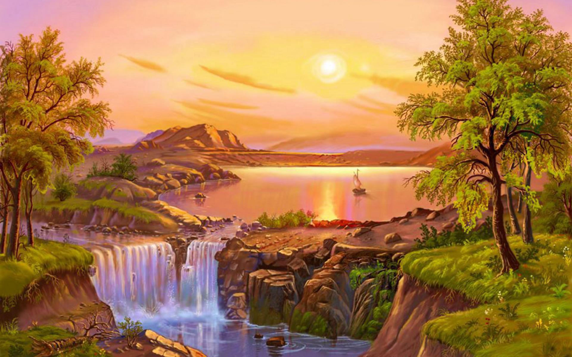 1920x1200 Beautiful Landscape Summer Painting