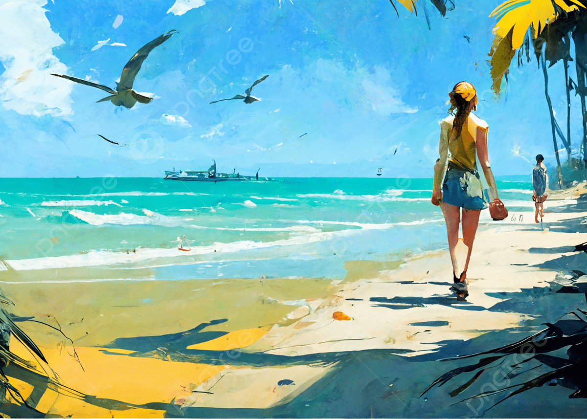 1200x857 Summer Beach Oil Painting Girly
