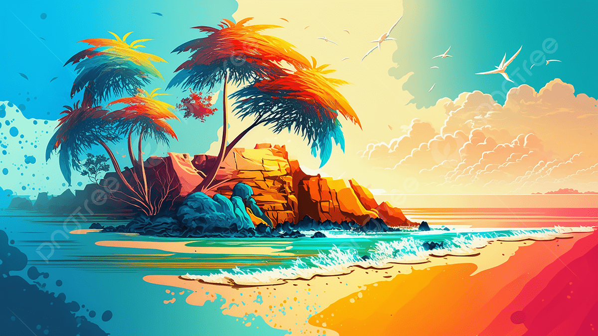1200x675 Summer Beach Coconut Tree Abstract Art