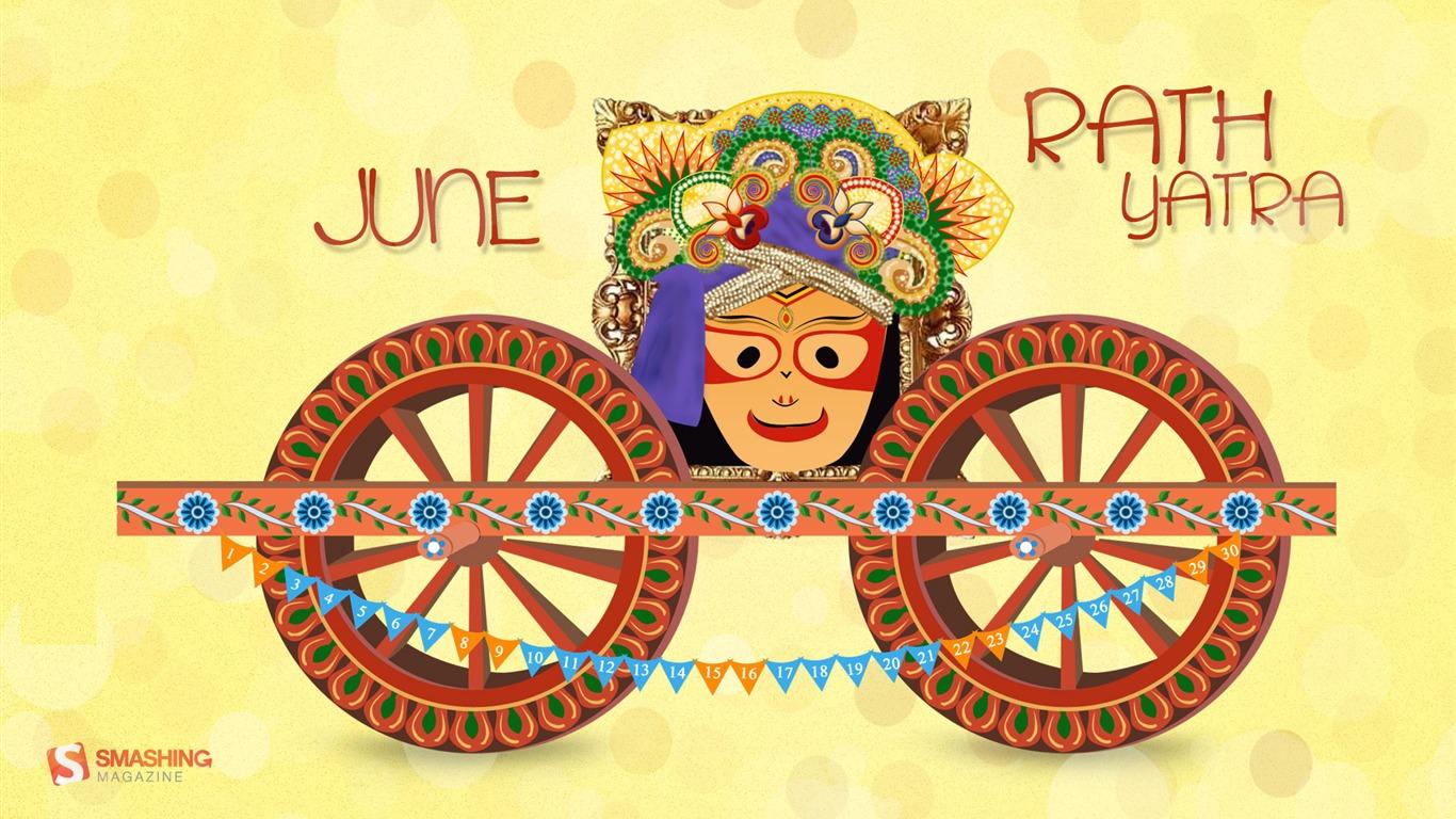 1366x768 Rath Yatra June 2013 Calendar Desktop