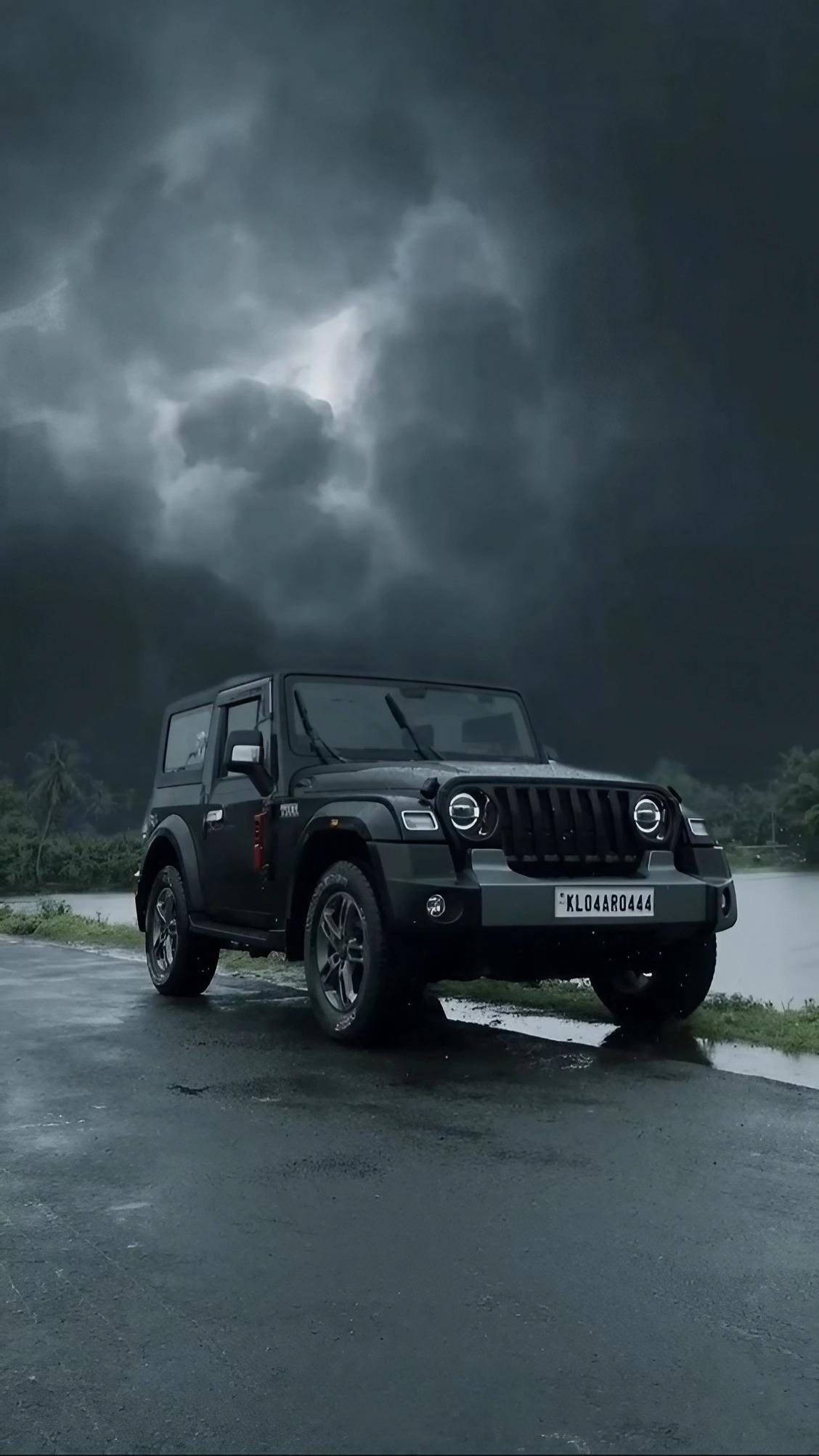 1128x2006 Mahindra Thar Car Clouds