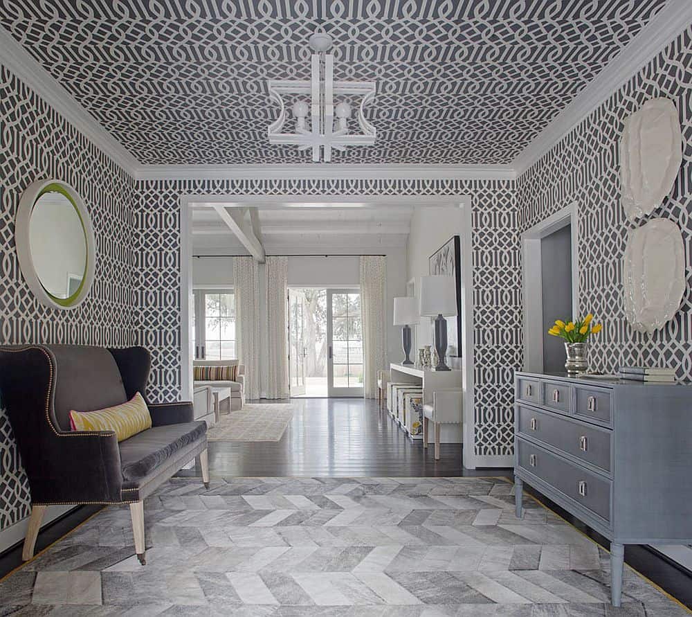 1000x891 Wallpapered Foyers For An Elegant
