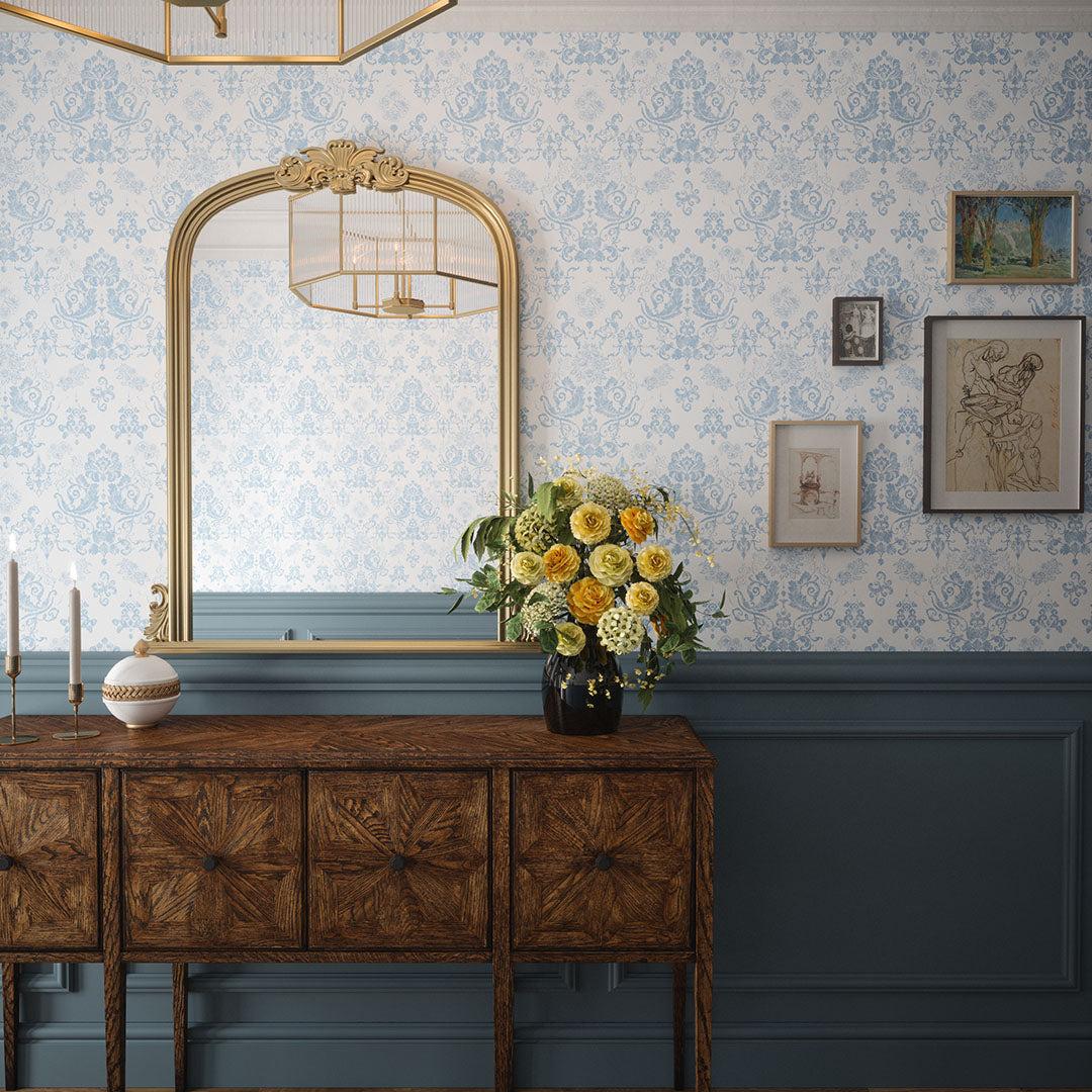 1080x1080 Bridgerton Damask Wallpaper in Wedgwood