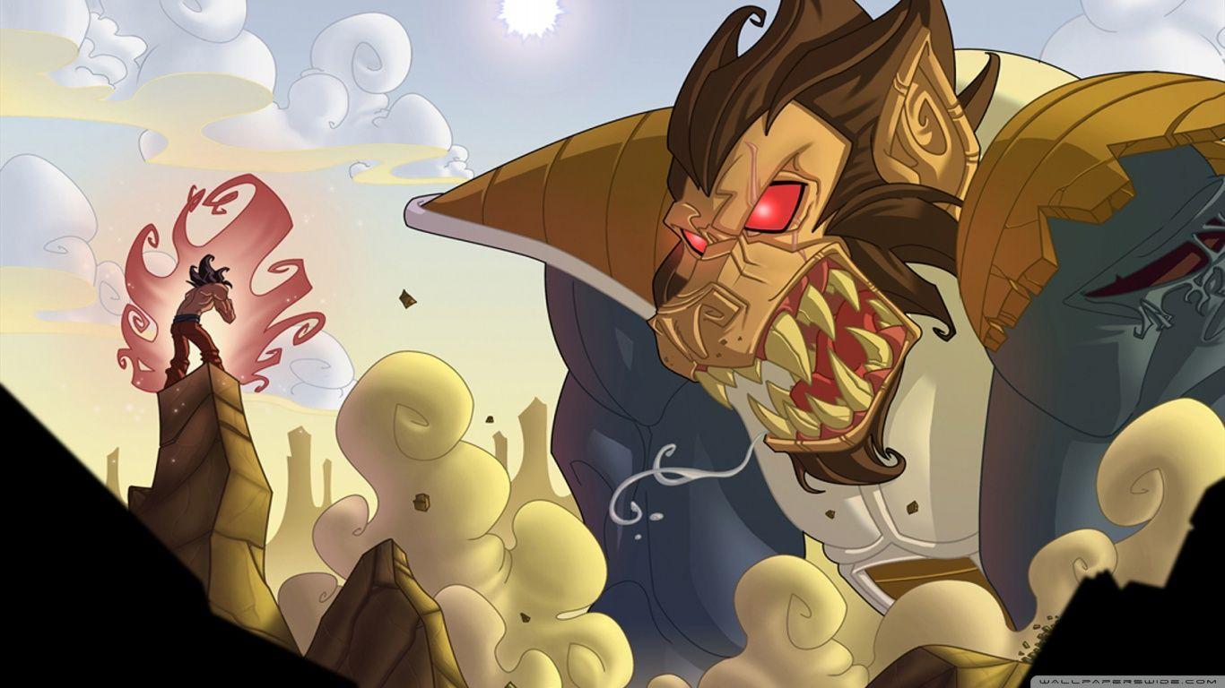 1366x768 Dragon Ball Z, Goku Vs. Great Ape Vegeta HD desktop wallpaper