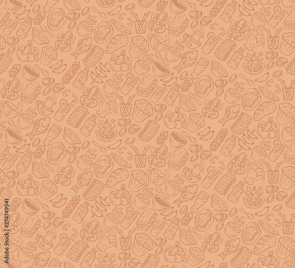 1000x908 Food vector seamless pattern. Cuisine