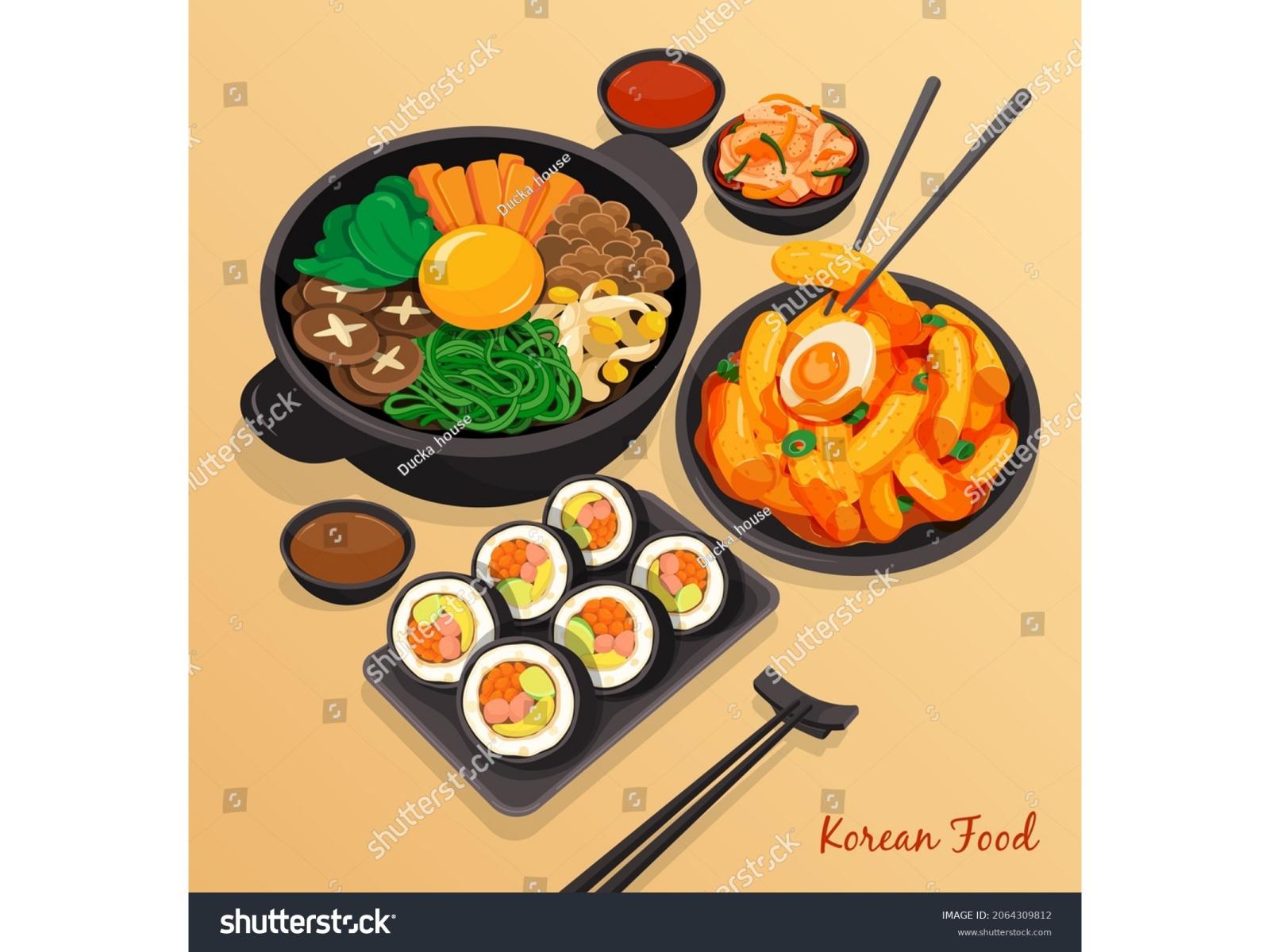 1600x1200 Korean food set menu on soft brown