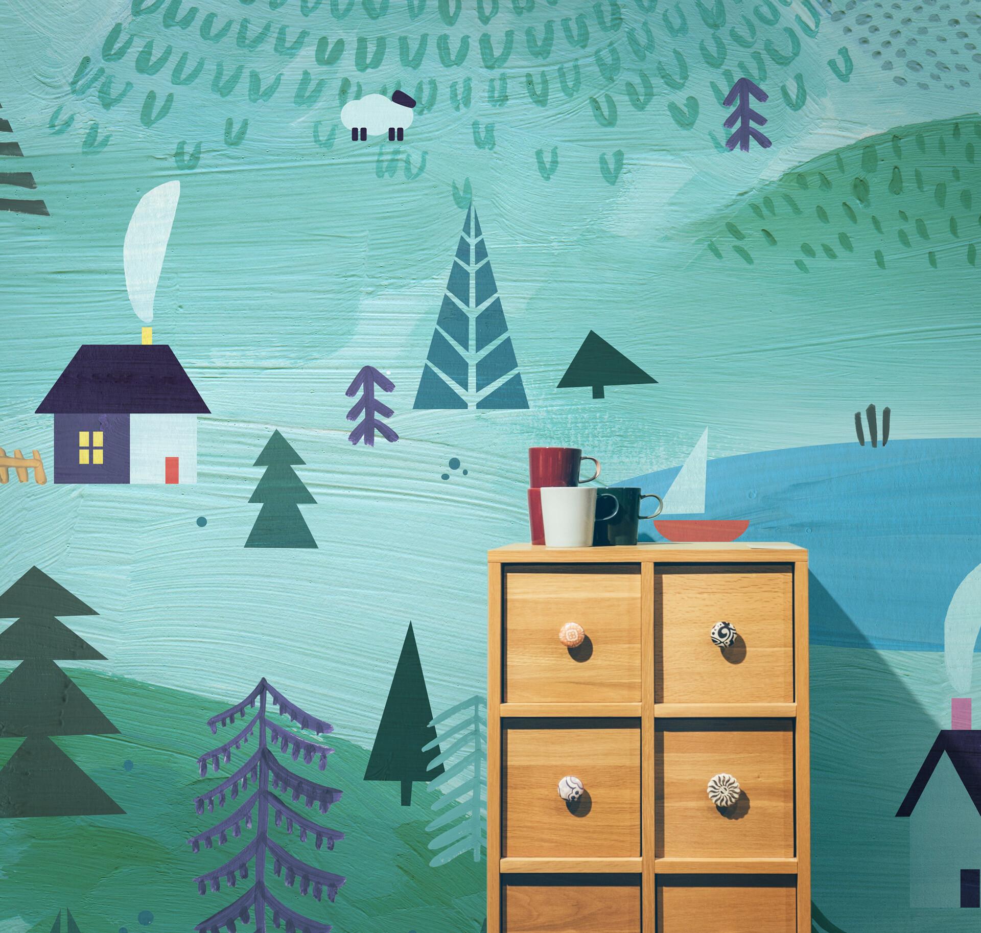 1920x1826 Cartoonish illustration for textile
