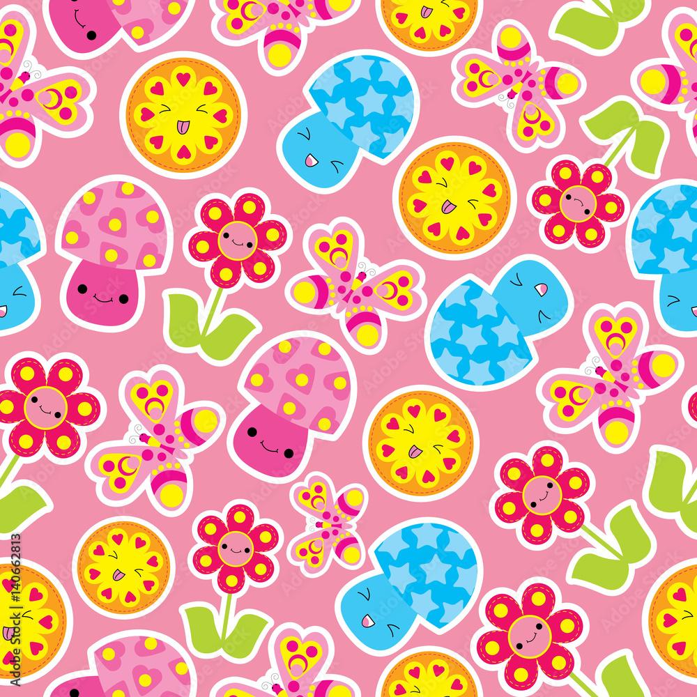 1000x1000 Spring seamless pattern with cute