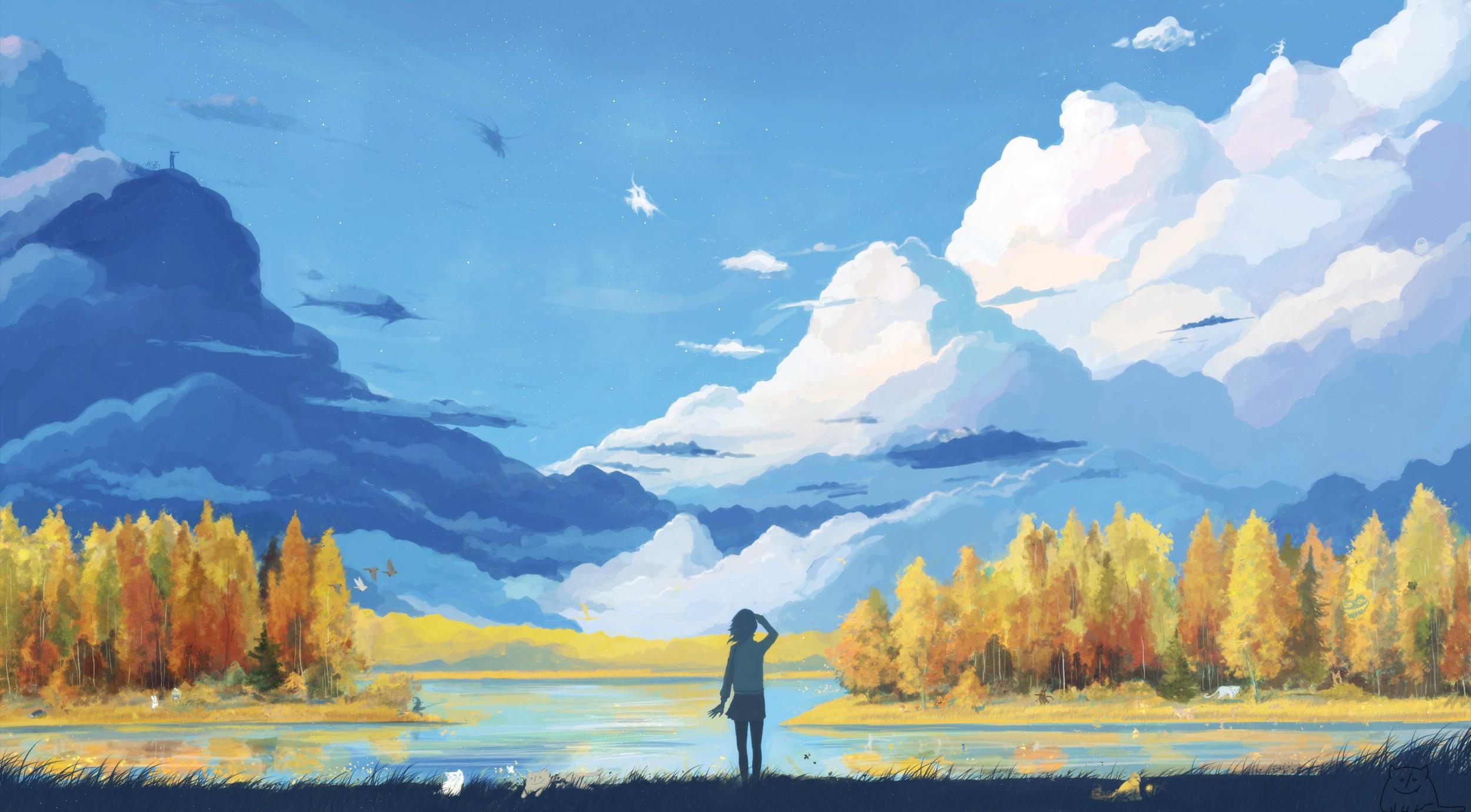 2500x1381 fantasy art, minimalism, anime