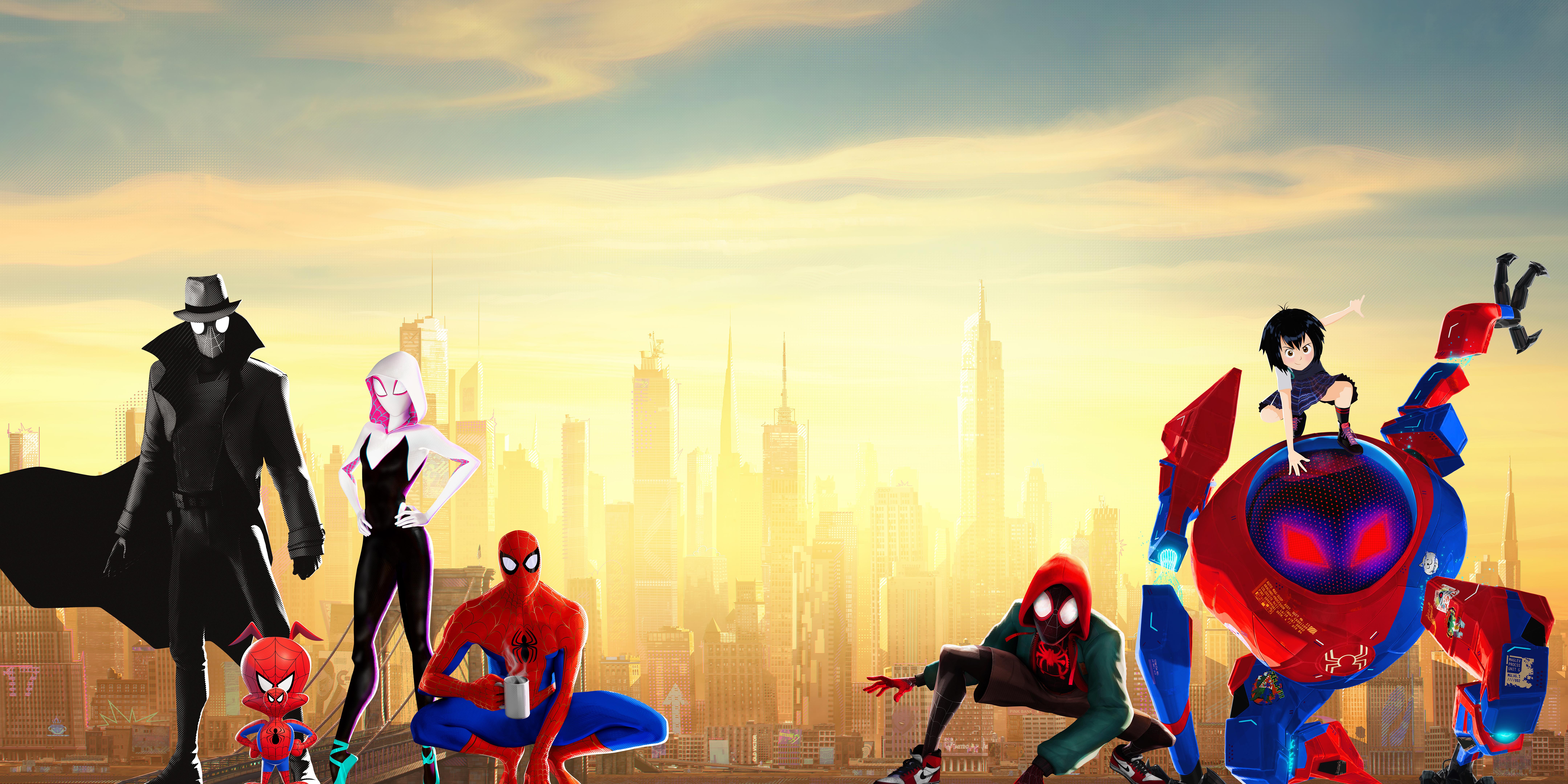 8640x4320 Miles Morales, Spider Ham, Peni Parker