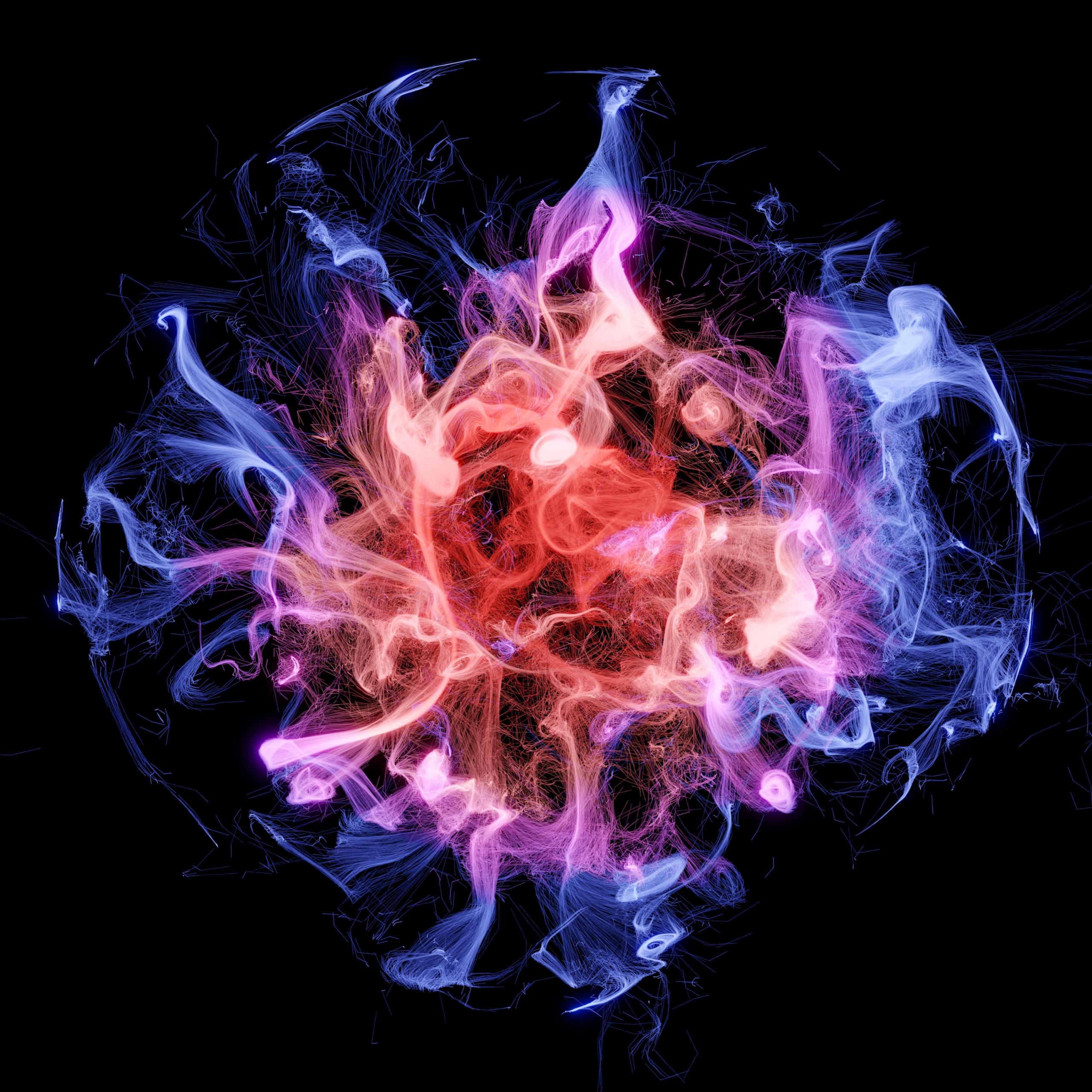 2560x2560 Colorful smoke Wallpaper 4K, Black