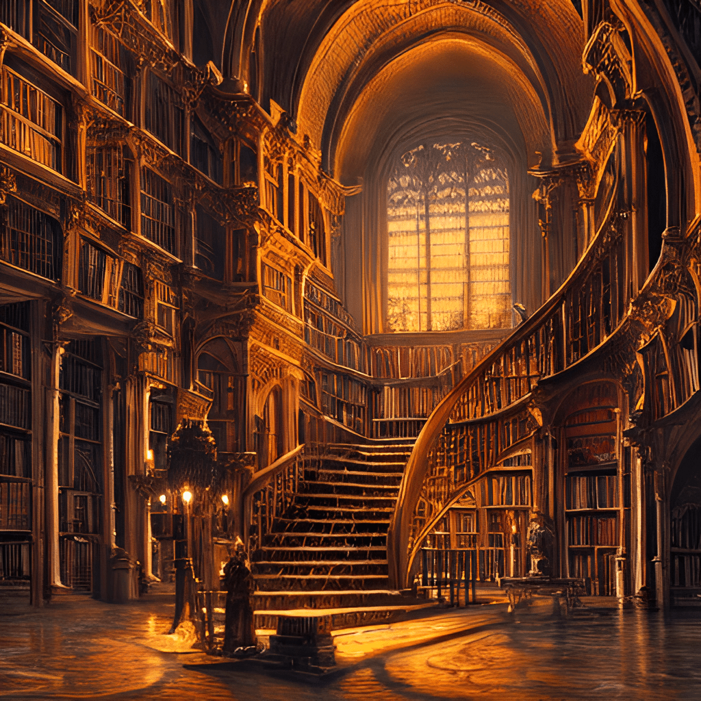 1024x1024 Fantasy Libraries! Prompt: painting