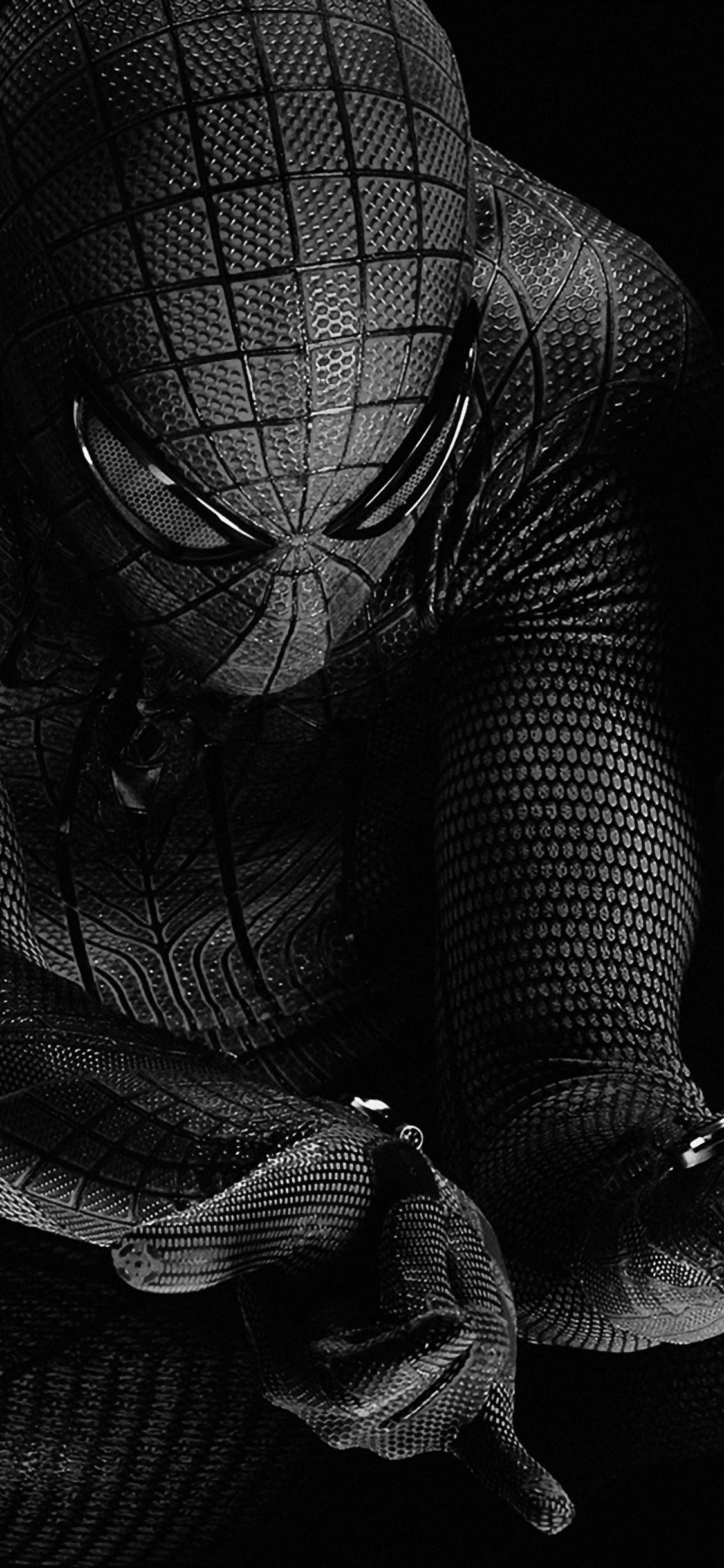 1125x2436 Spiderman Hero Dark Bw Art Illustration